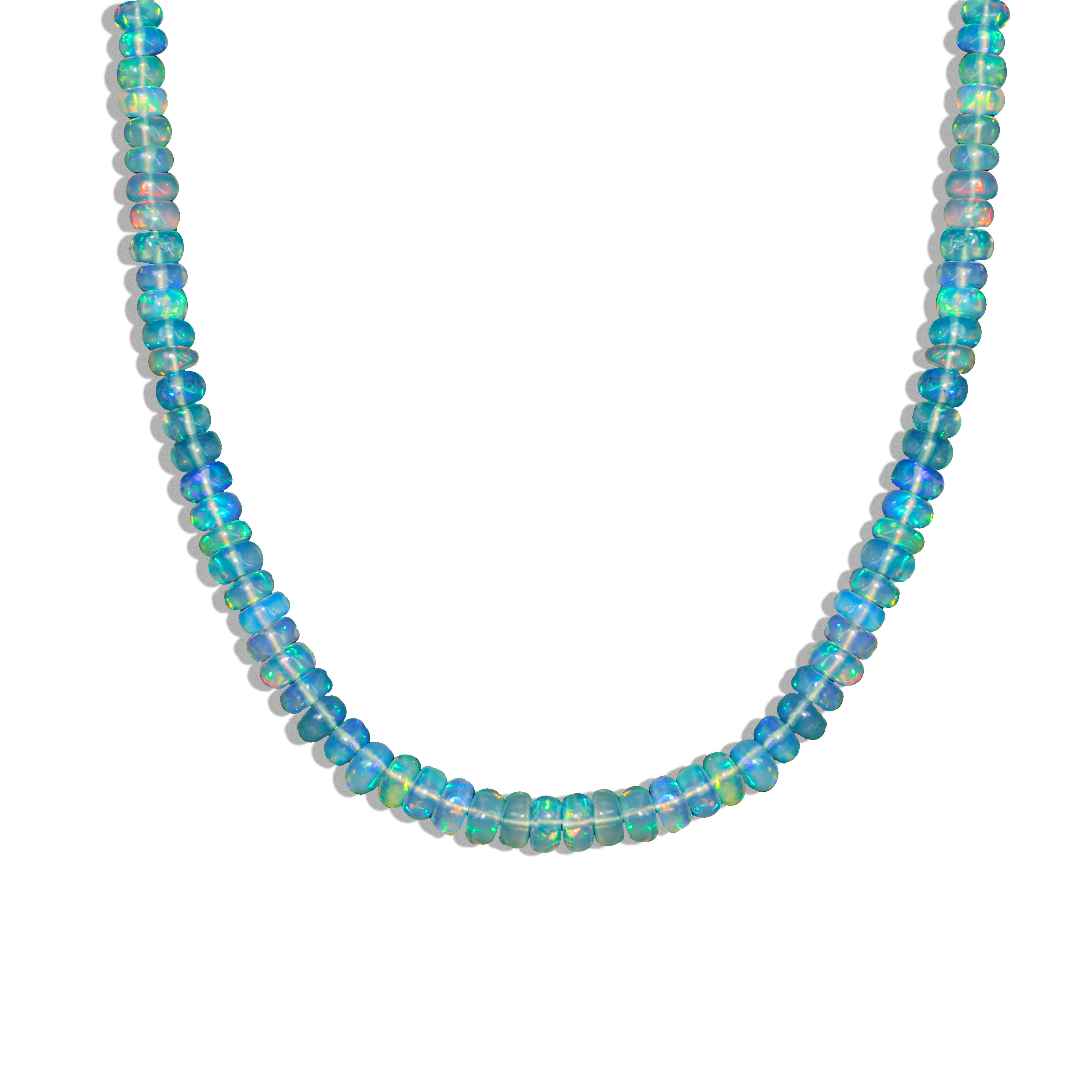 Natural Paraiba Opal Shades Beaded Necklace for Women