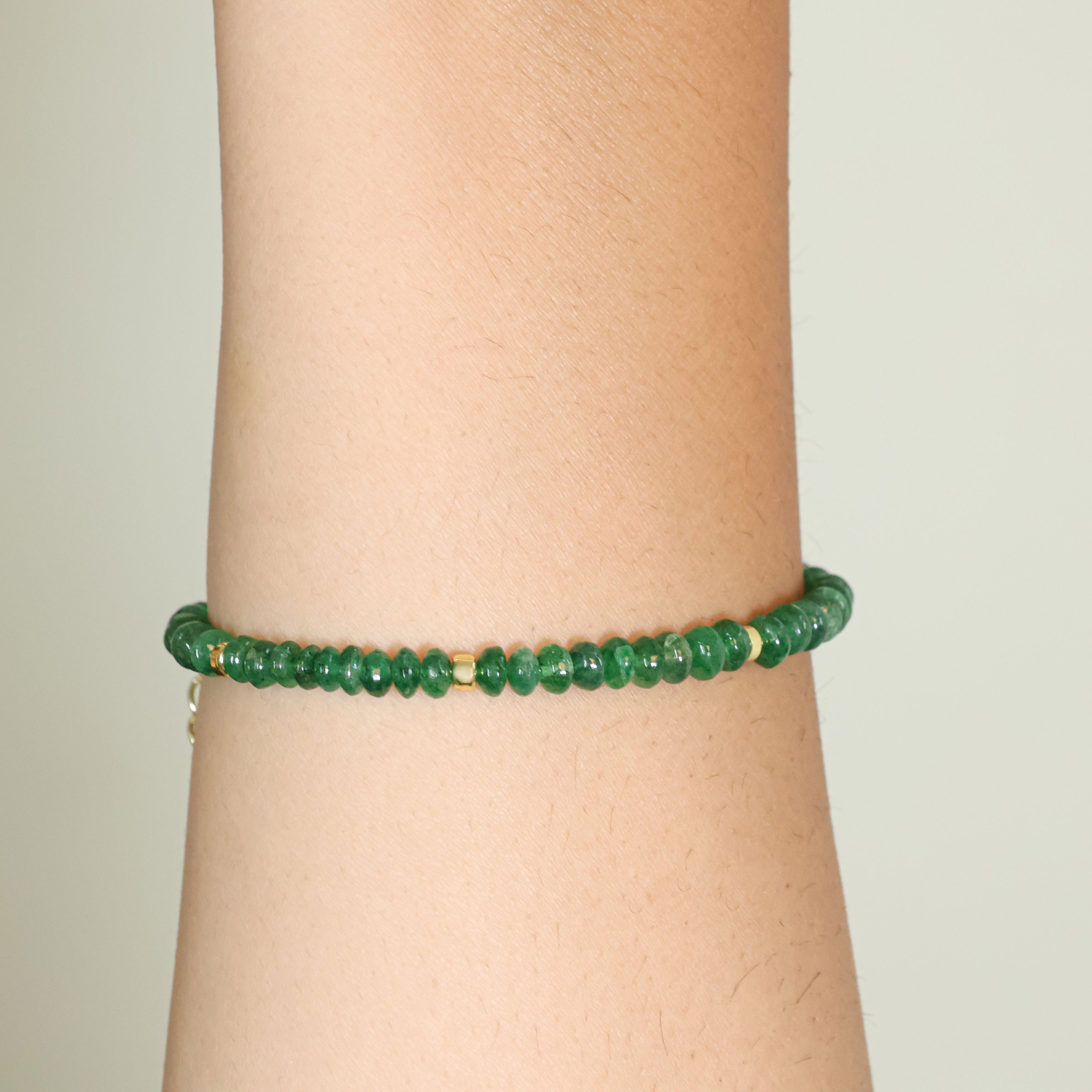 Natural Emerald Smooth Beaded Handmade Bracelet