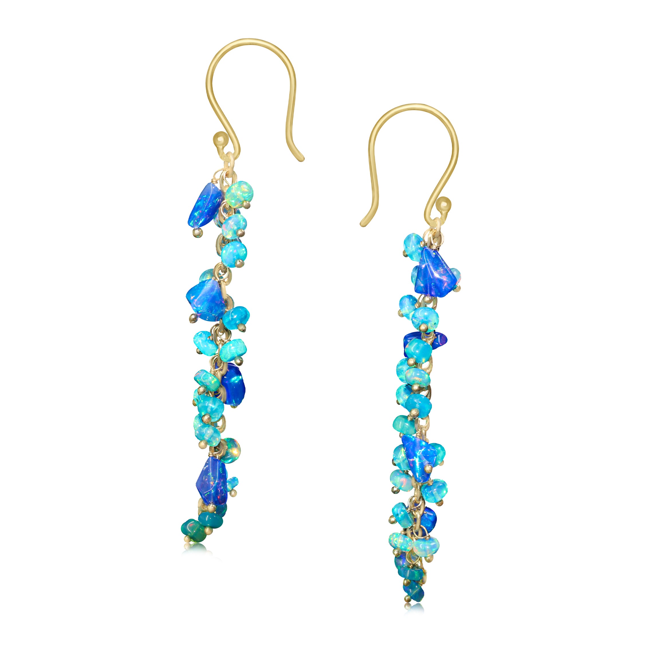 Natural Opal Tumble Beaded Cluster Dangle Drop Earrings
