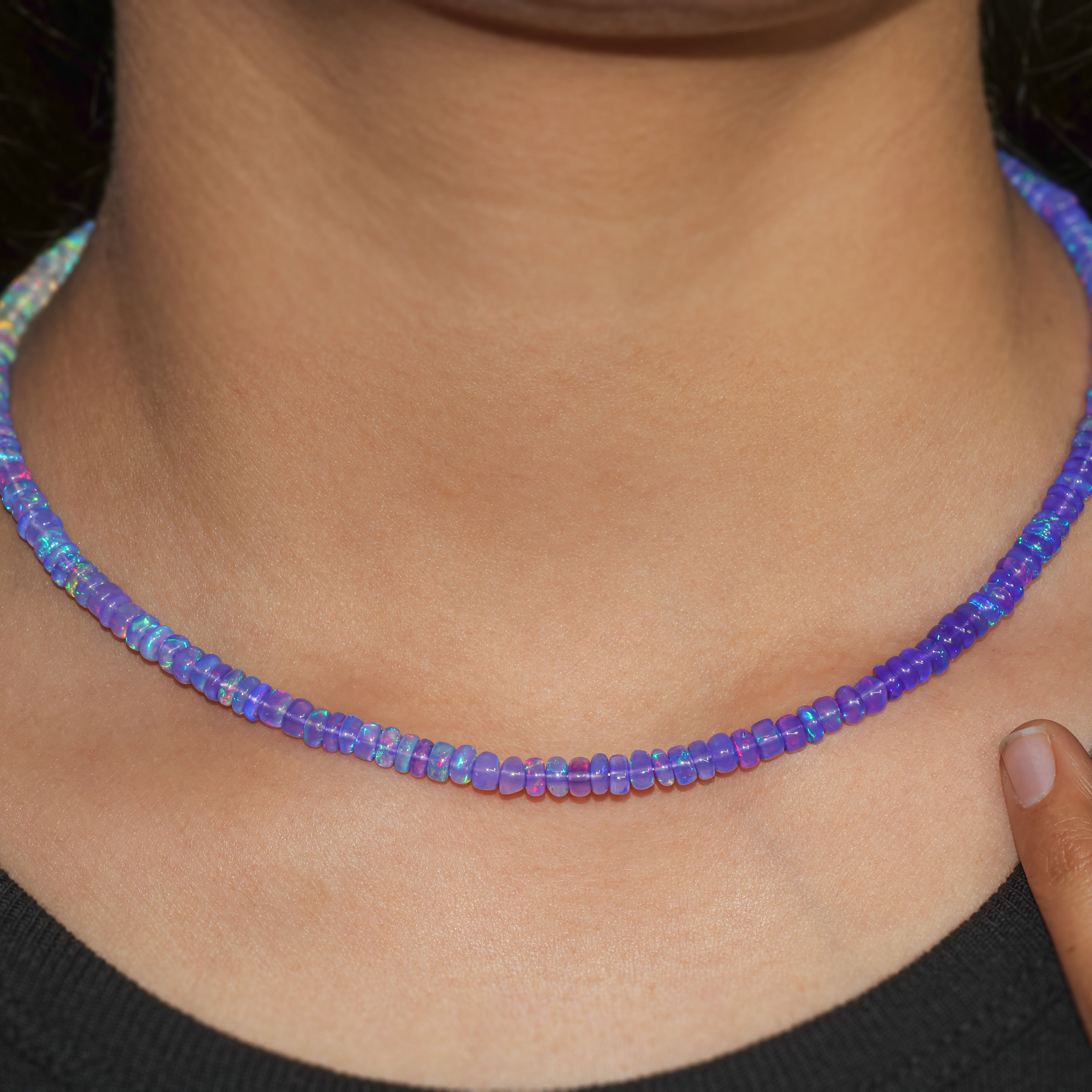 Natural Lavender Opal Shades Beaded Necklace for Women