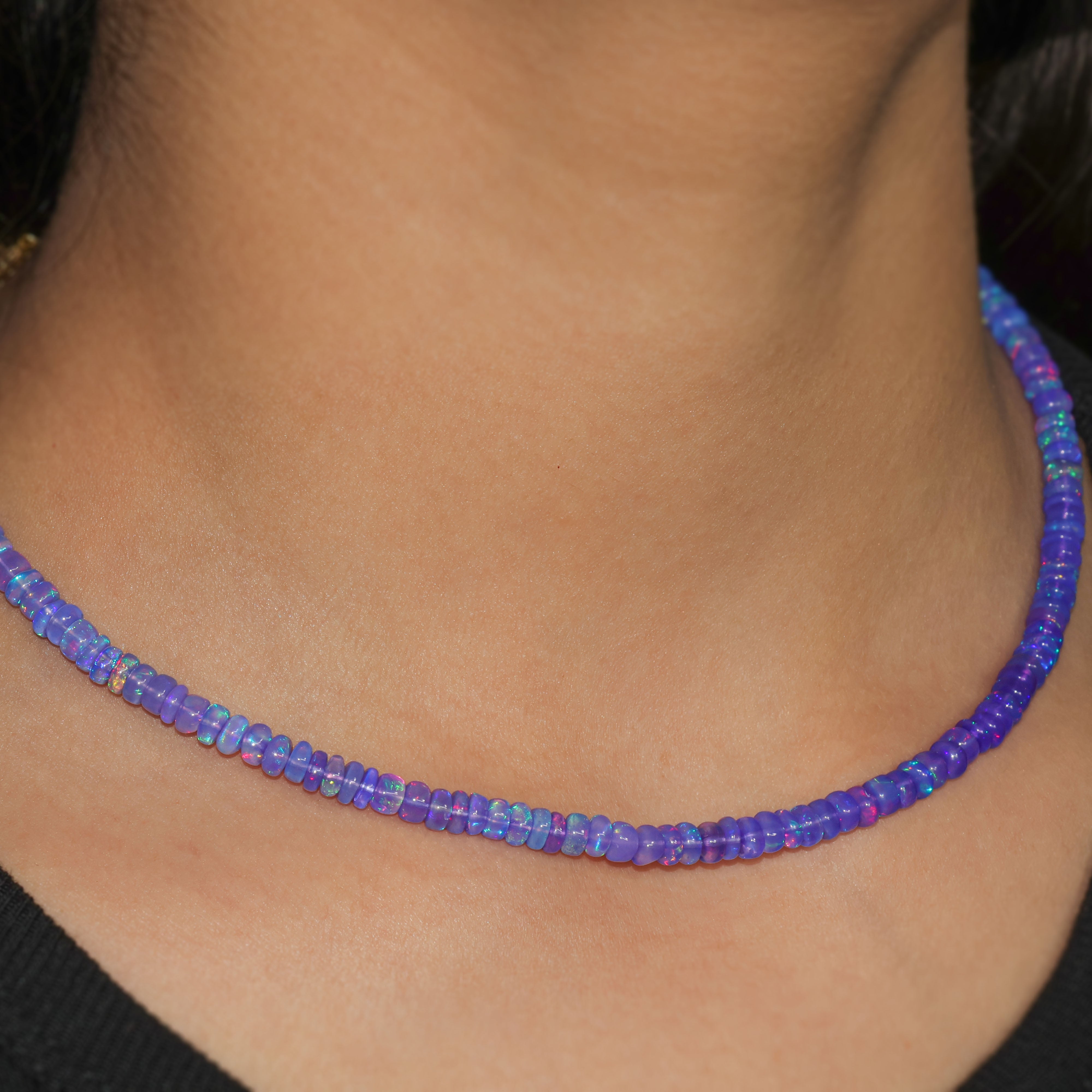 Natural Lavender Opal Shades Beaded Necklace for Women