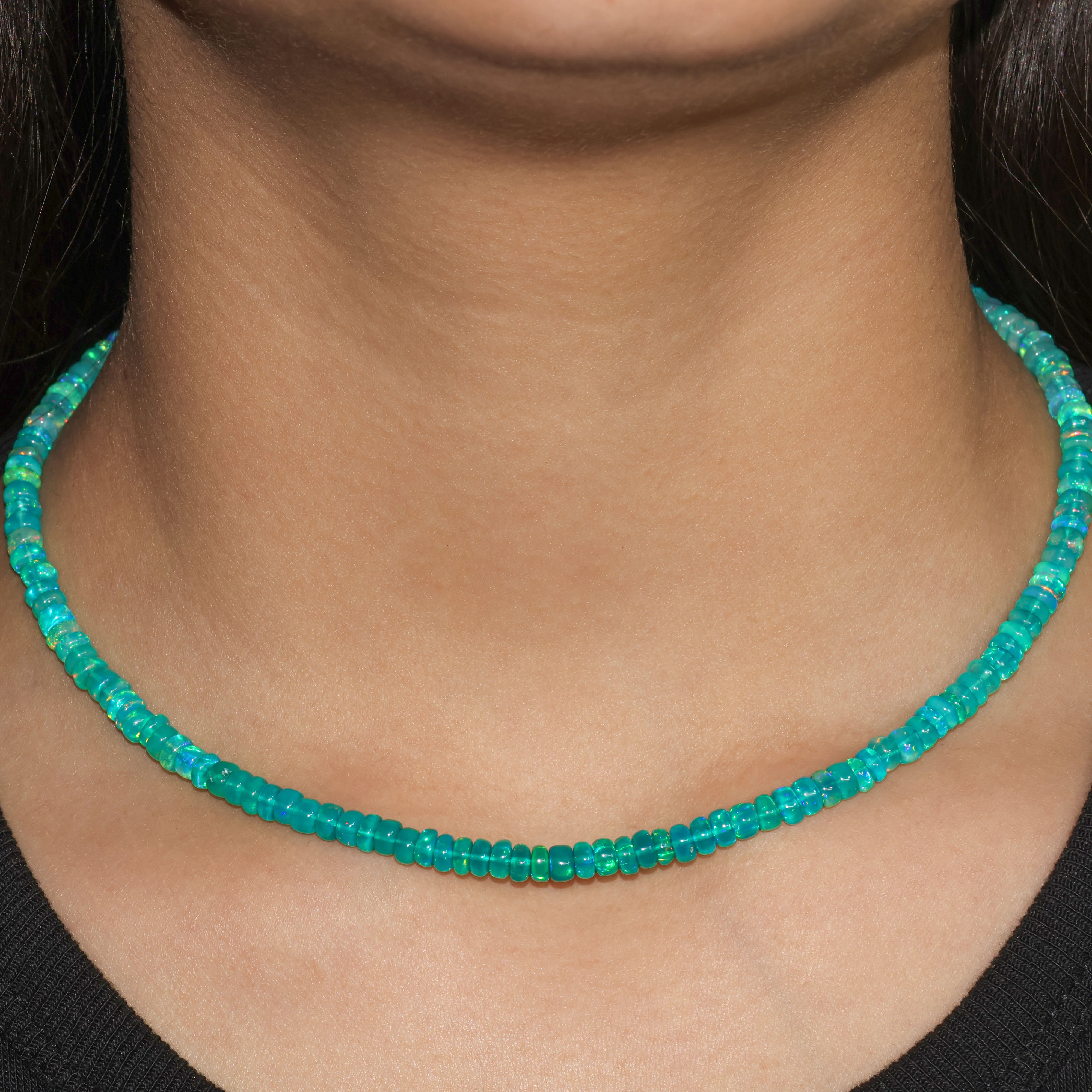 Natural Green Opal Shades Beaded Necklace for Women