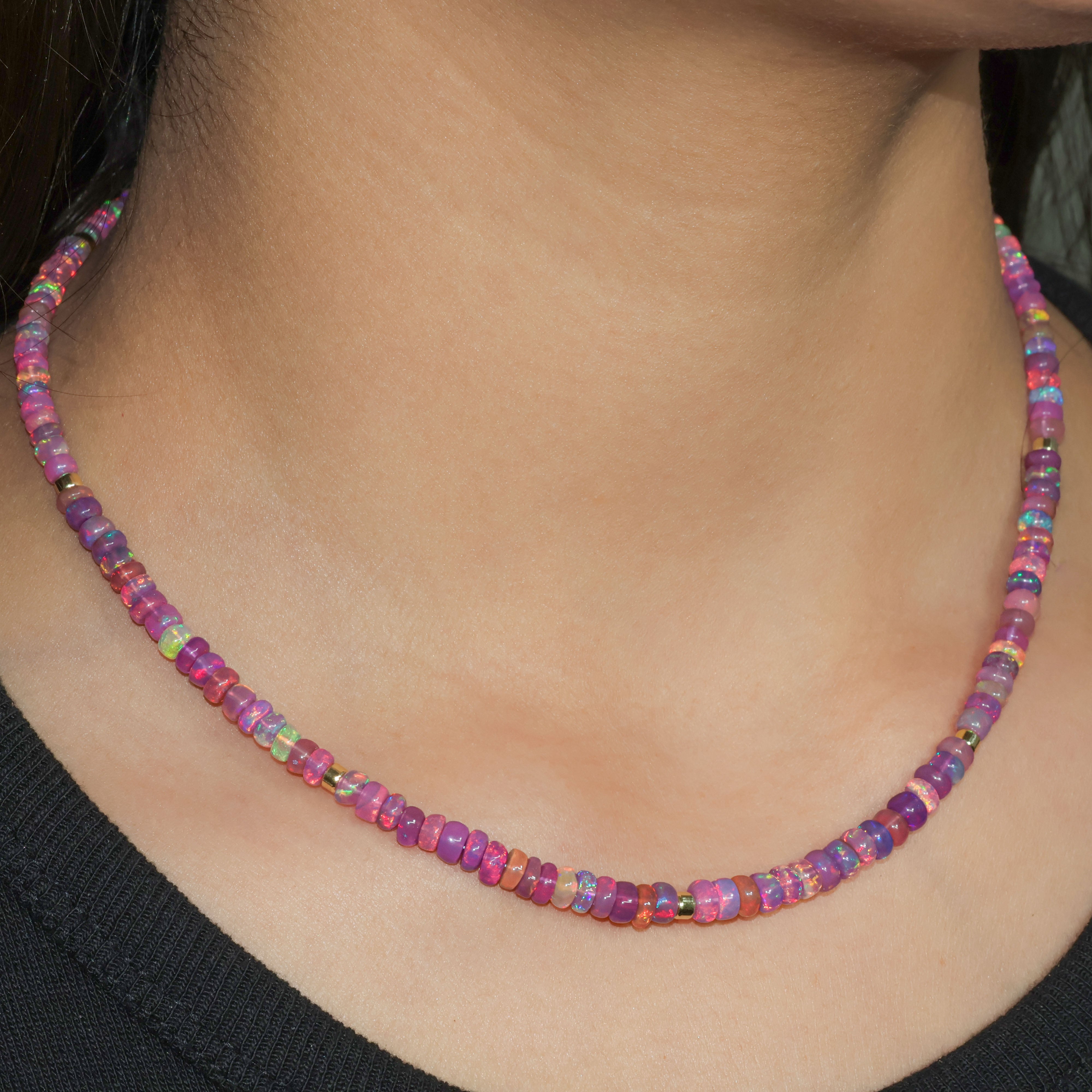 Natural Purple Opal Plain Beaded Necklace for Women