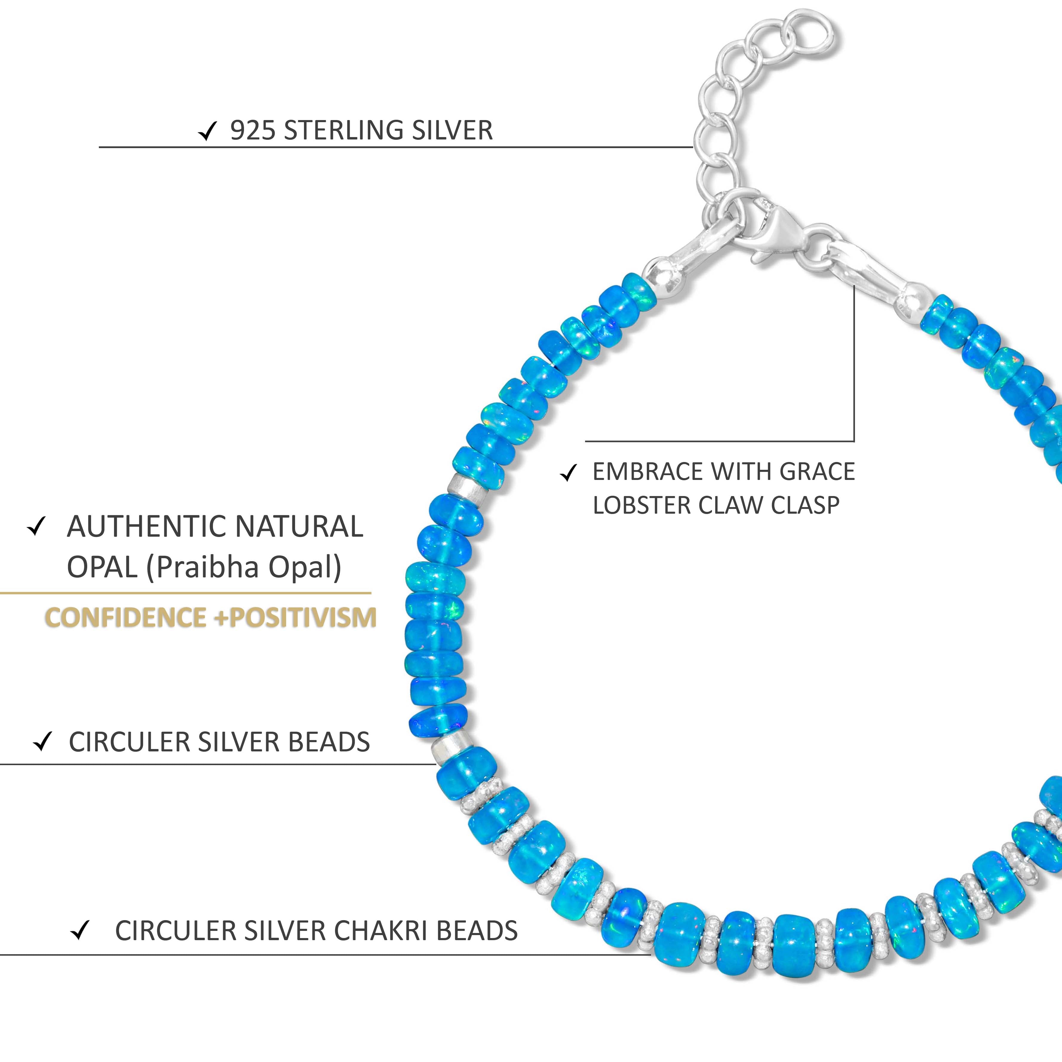 Natural Paraiba Opal Separator Rondelle Beaded Bracelet