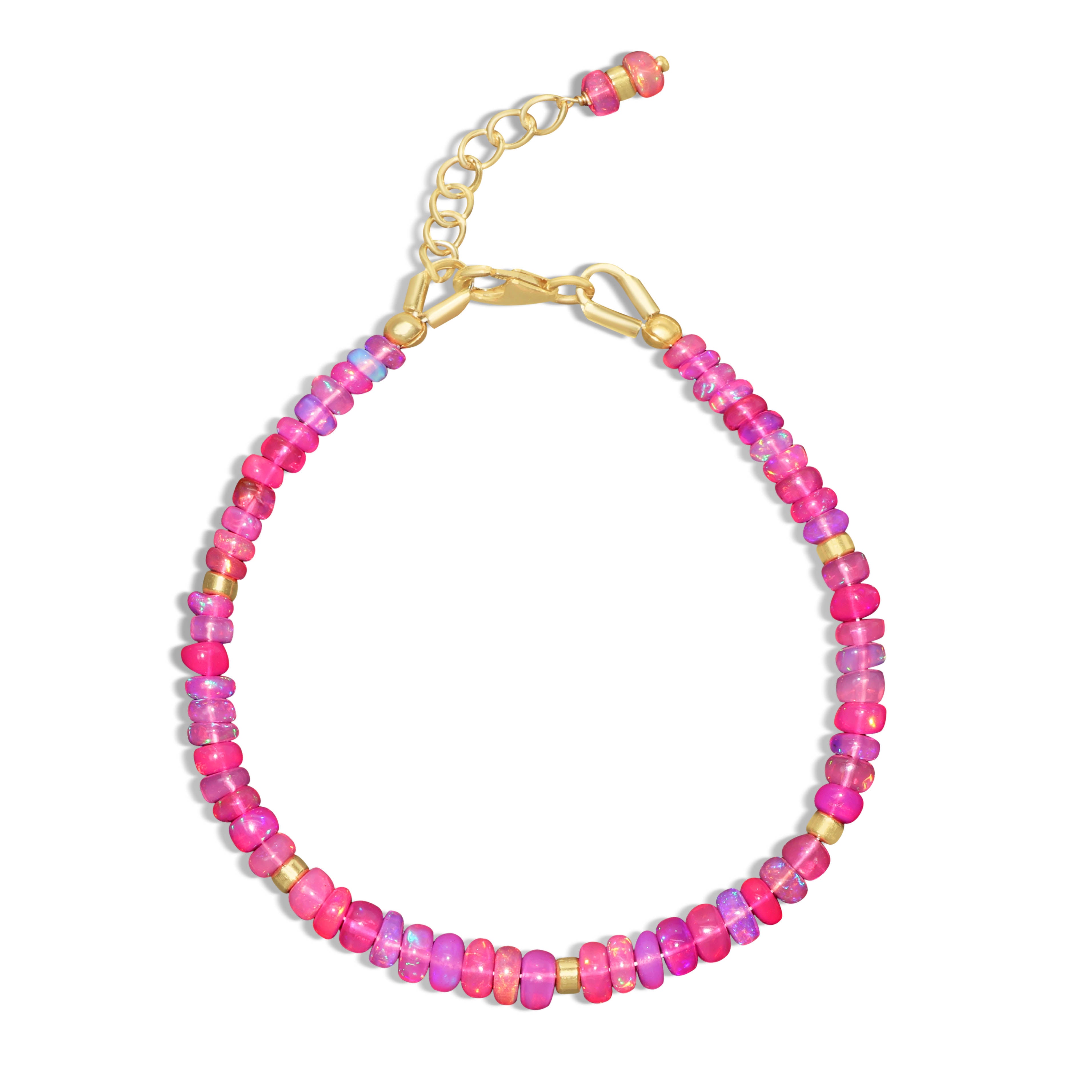 Natural Pink Opal Separator Bead Strand Rondelle Bracelet