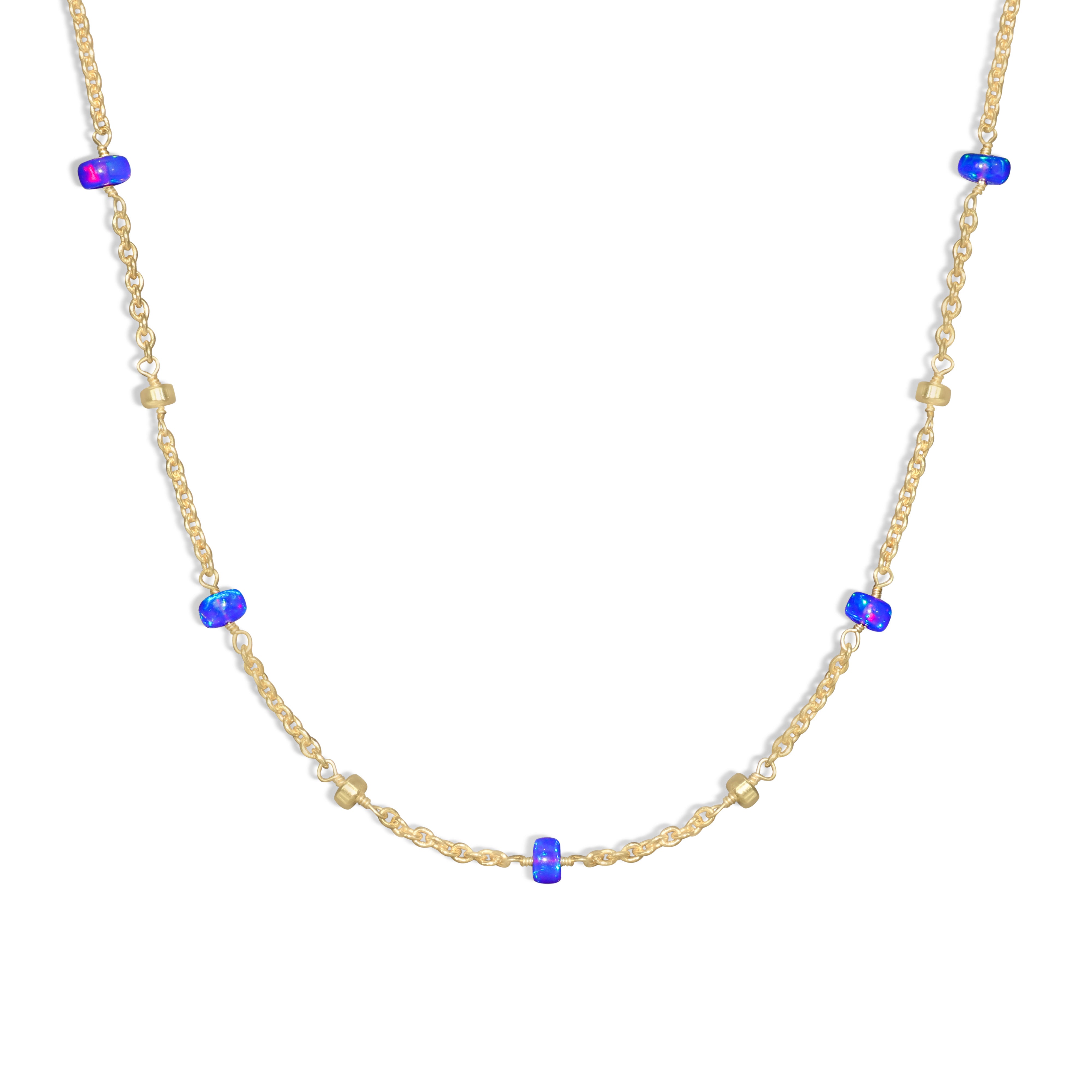 Blue opal Cable Chain necklace