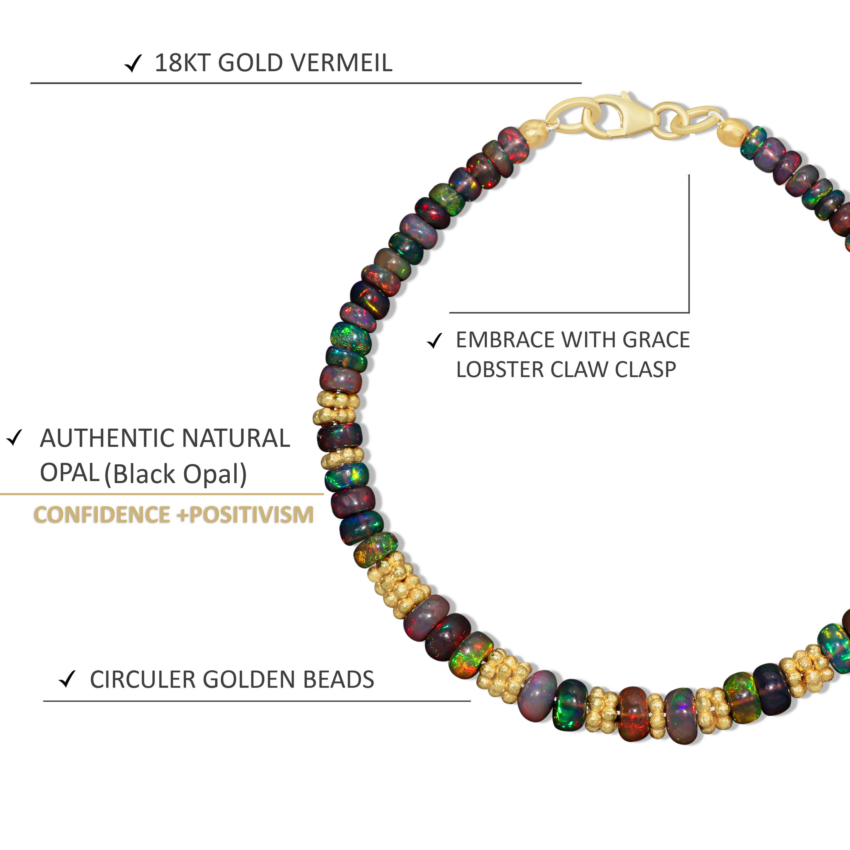 lobster claw clasp black opal bracelet