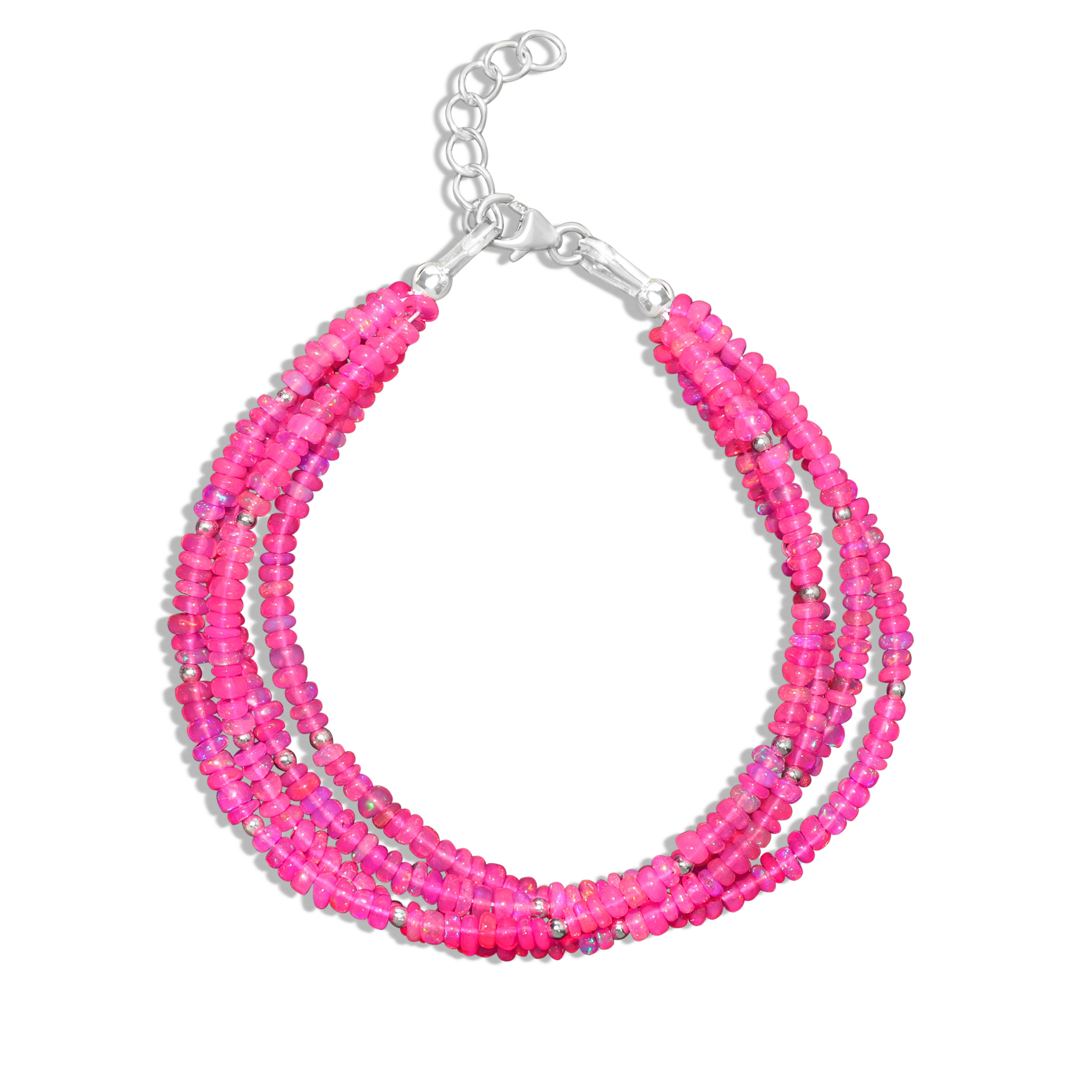 Pink Opal Beads Four Strand Handmade Bracelet