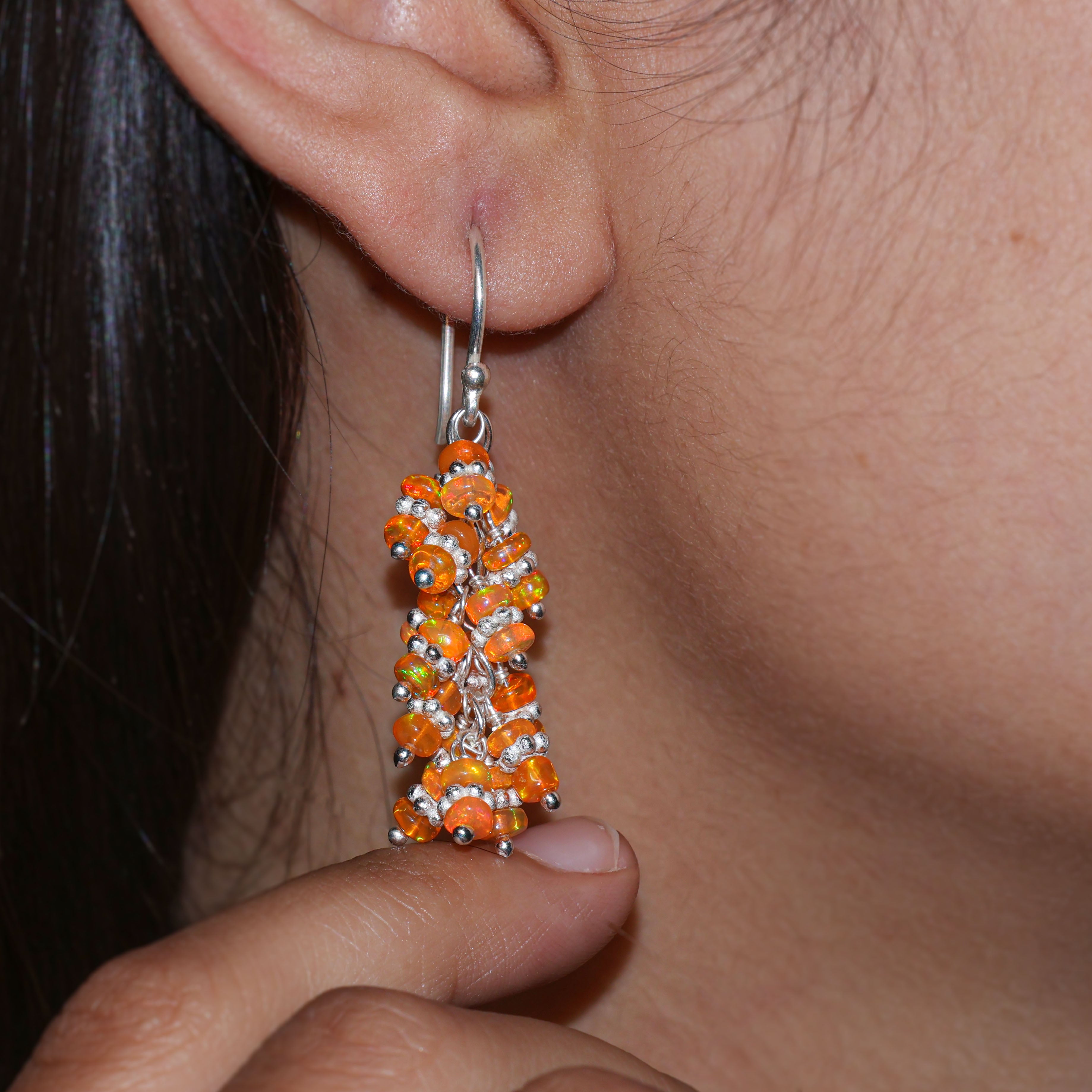 orange chakri dangle earrings