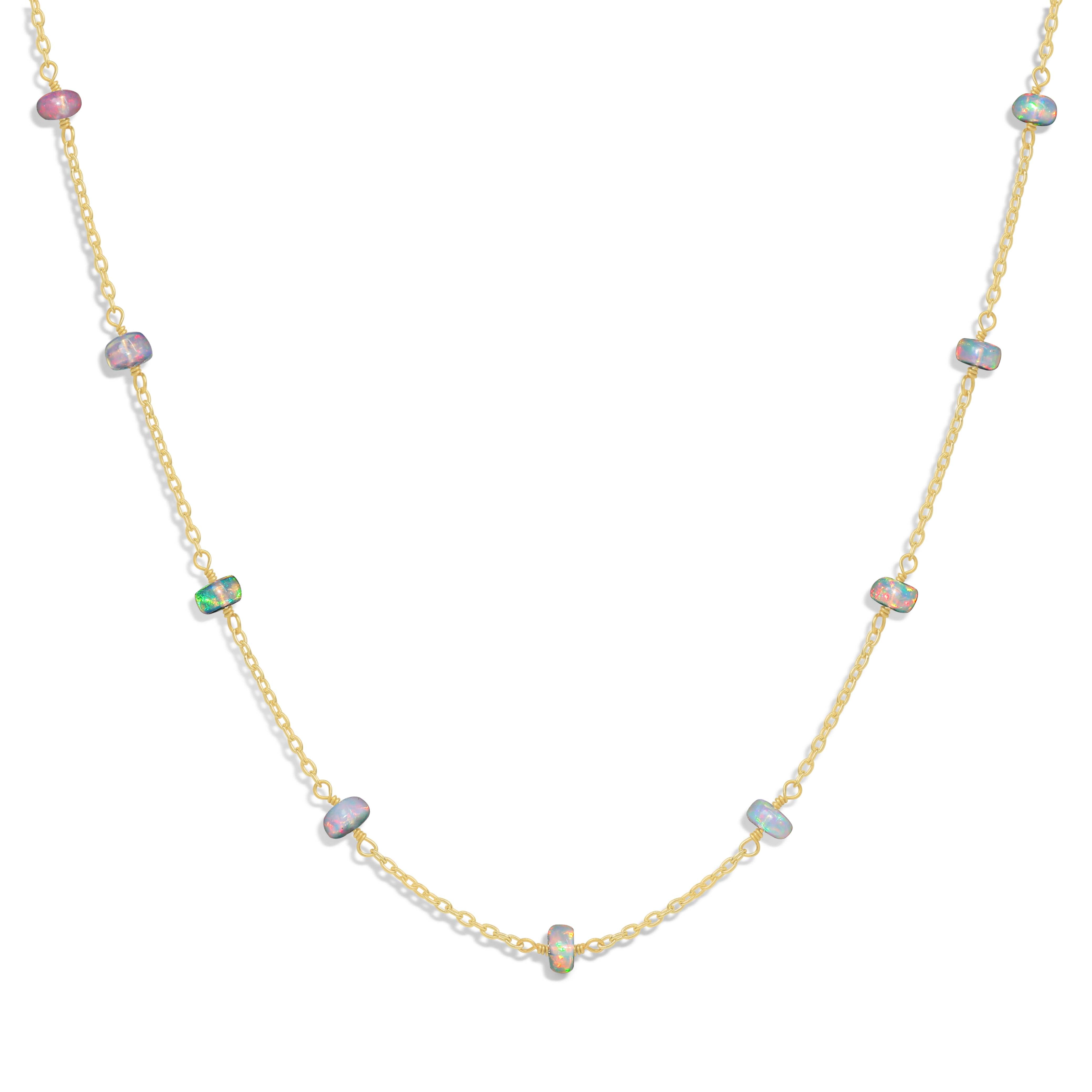 Beaded Chain Necklace for Women Natural White Opal