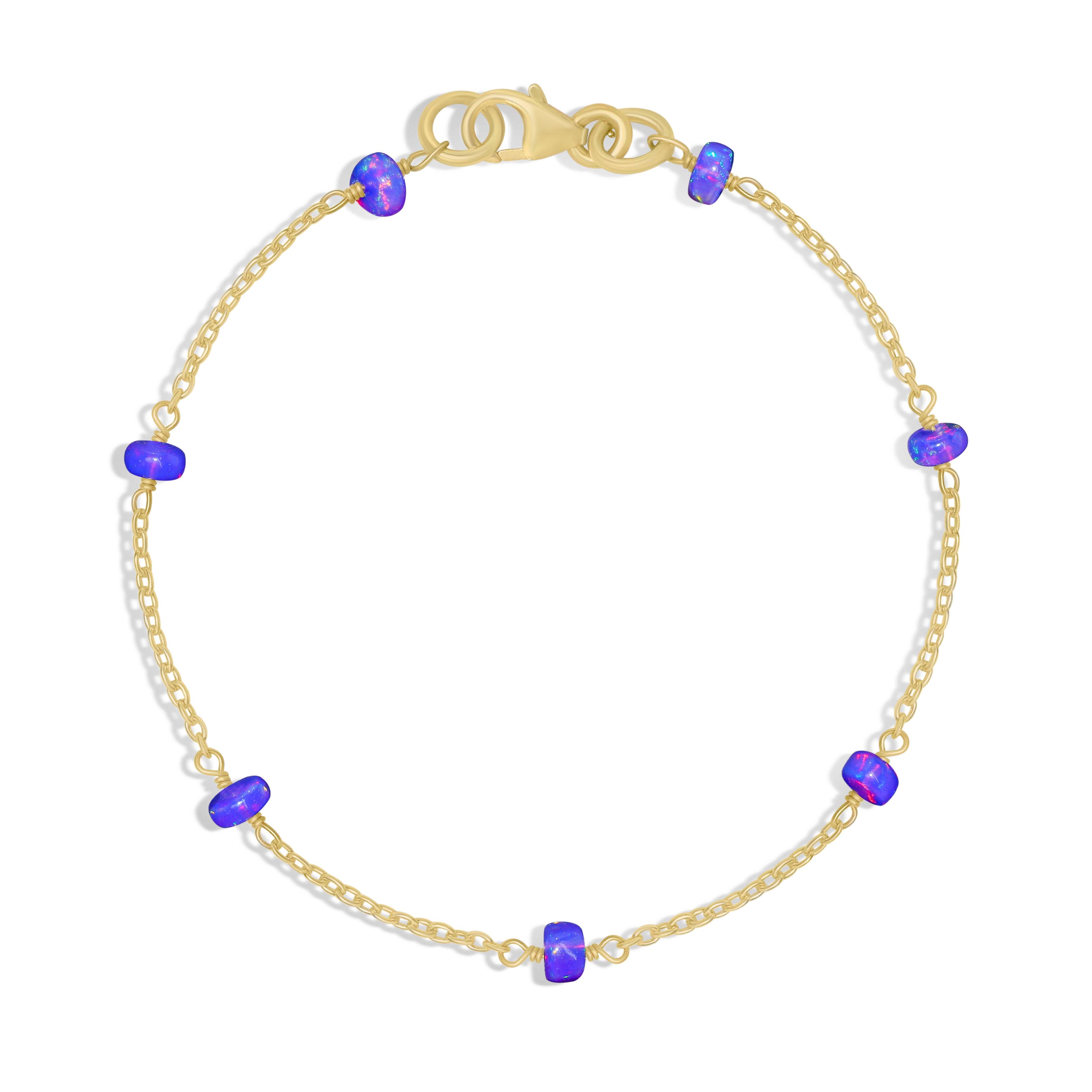 Natural Lavender Opal Smooth Beads Chain Bracelet