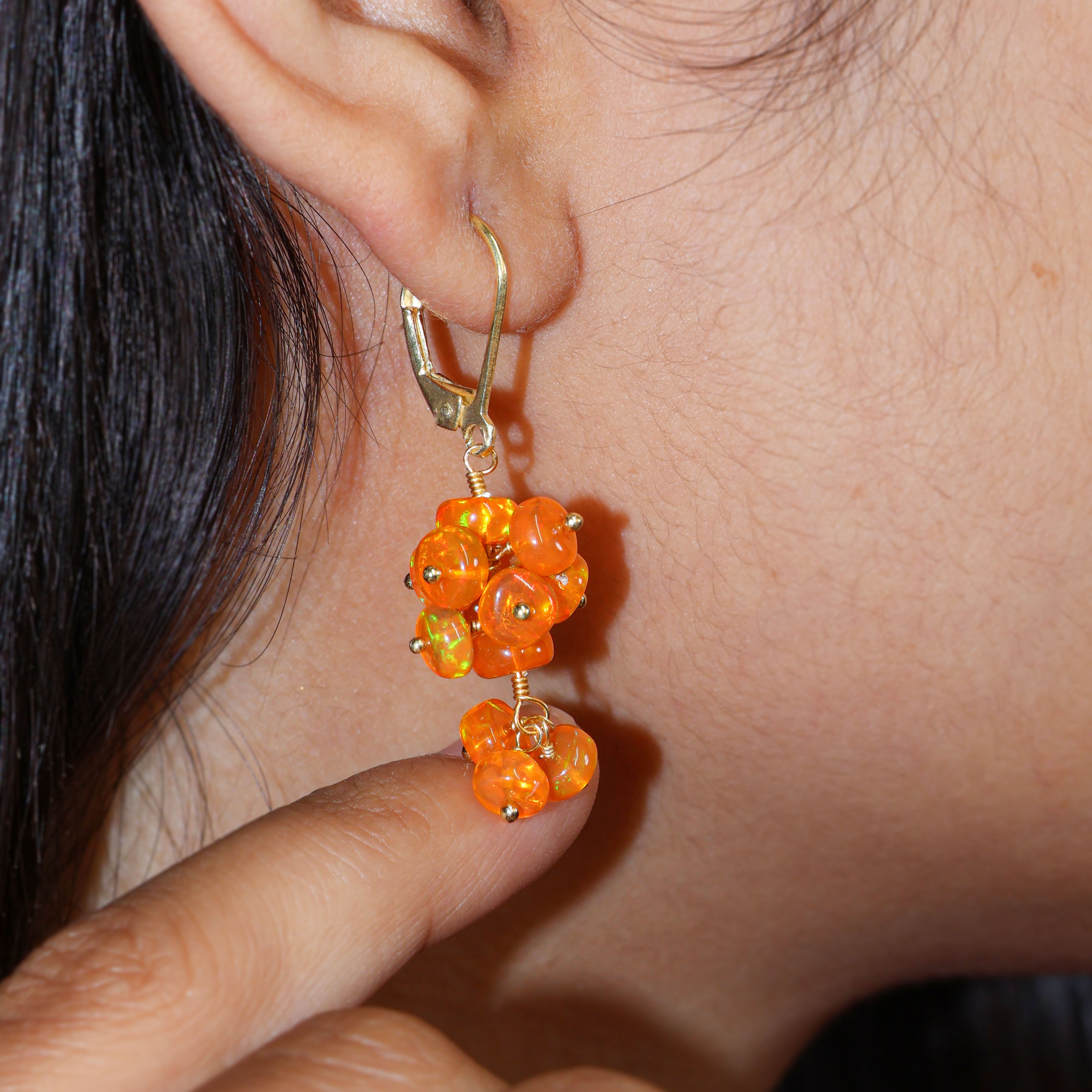 ORANGE OPAL EARRING