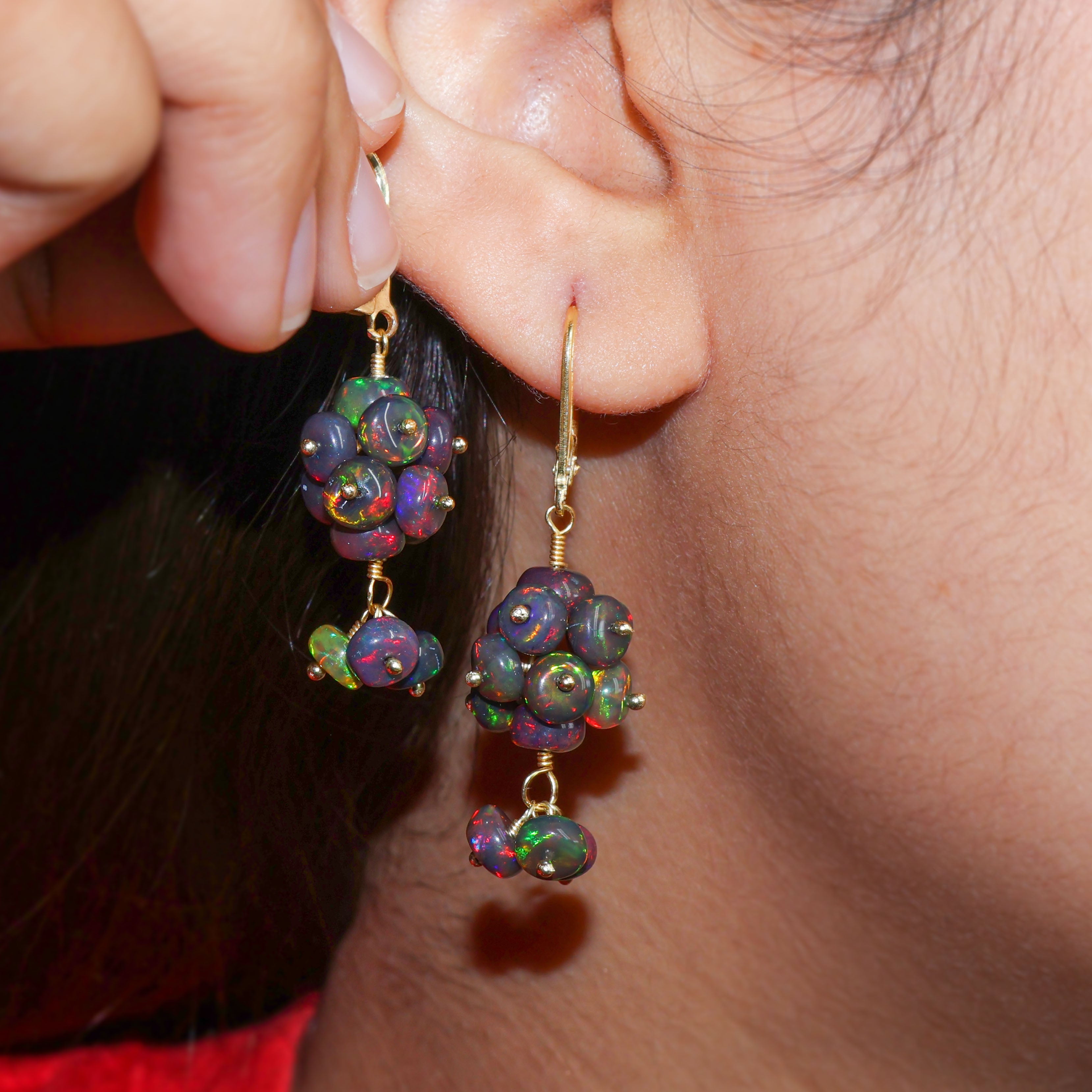 BLACK OPAL BEADED EARRING