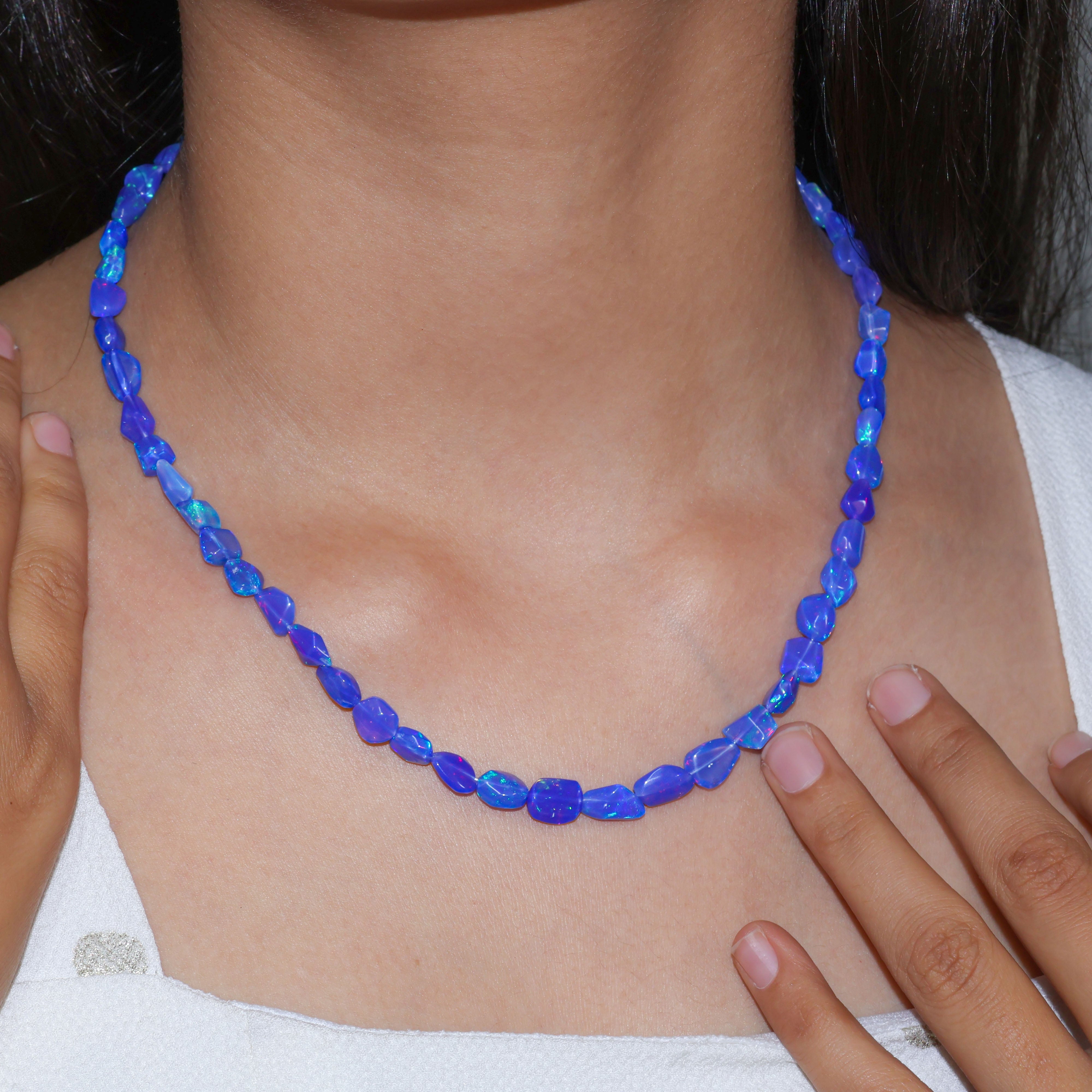 BLUE OPAL TUMBLE NECKLACE