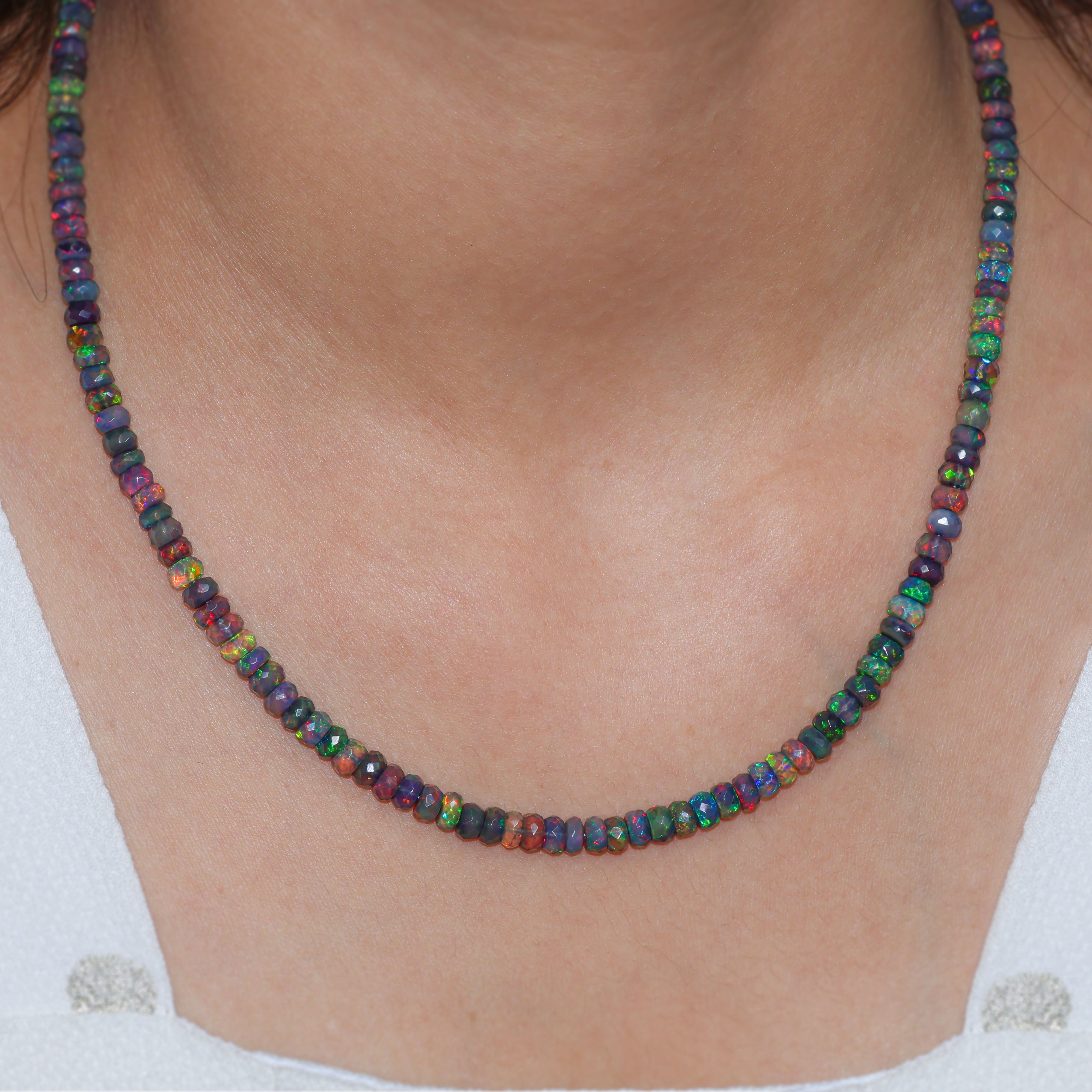 BLACK OPAL BEADED NECKLACE