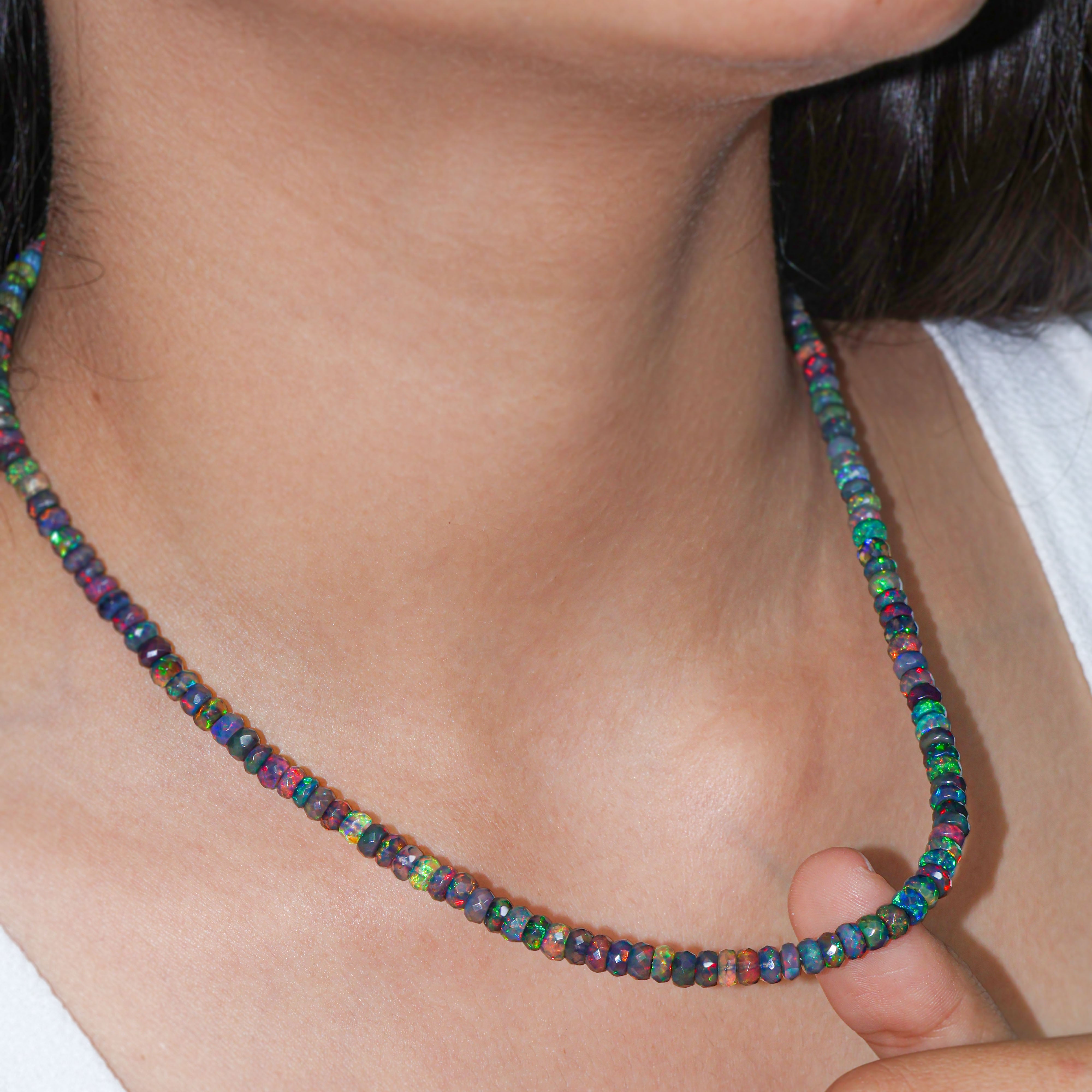 BLACK OPAL BEADED NECKLACE
