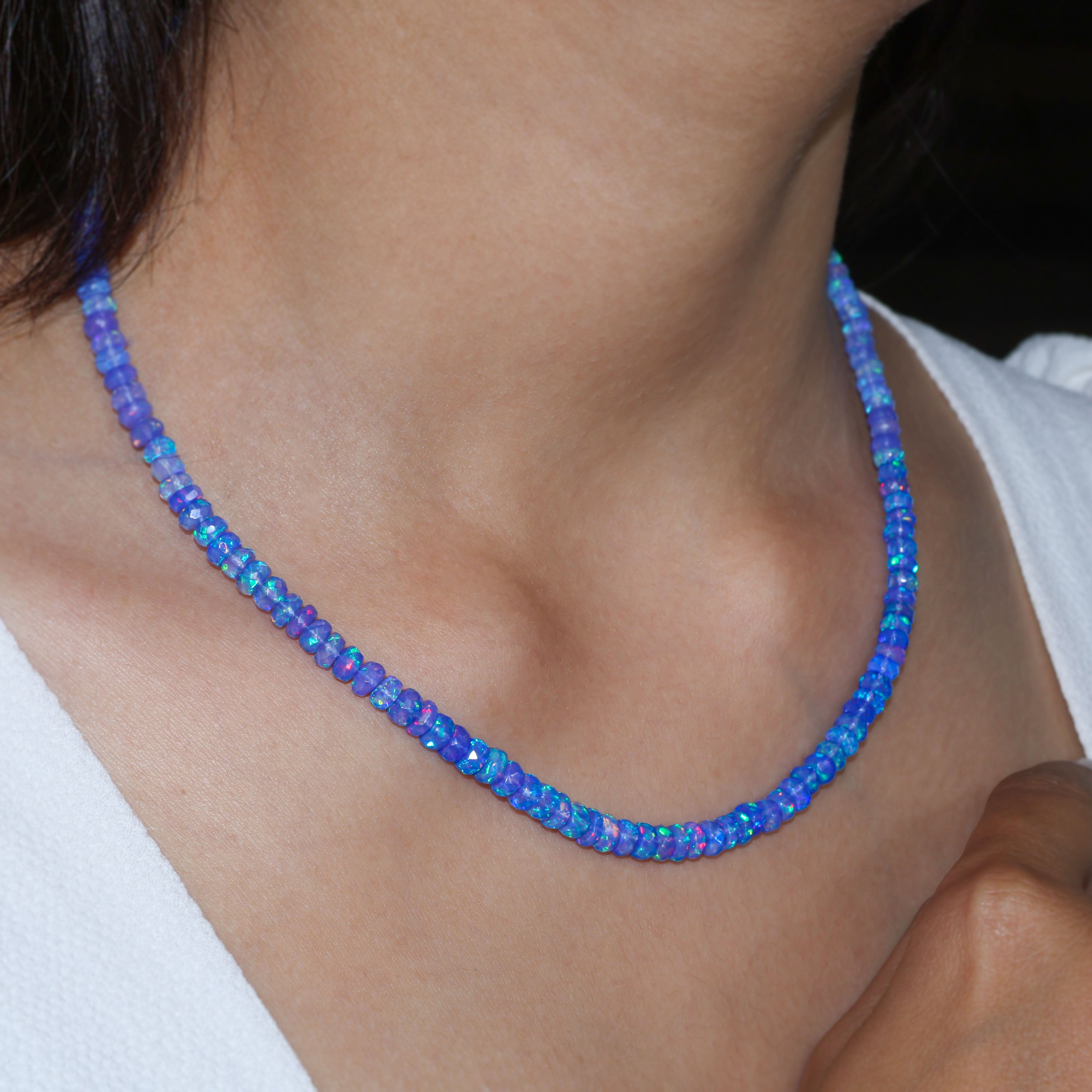 BLUE OPAL BEADED NECKLACE
