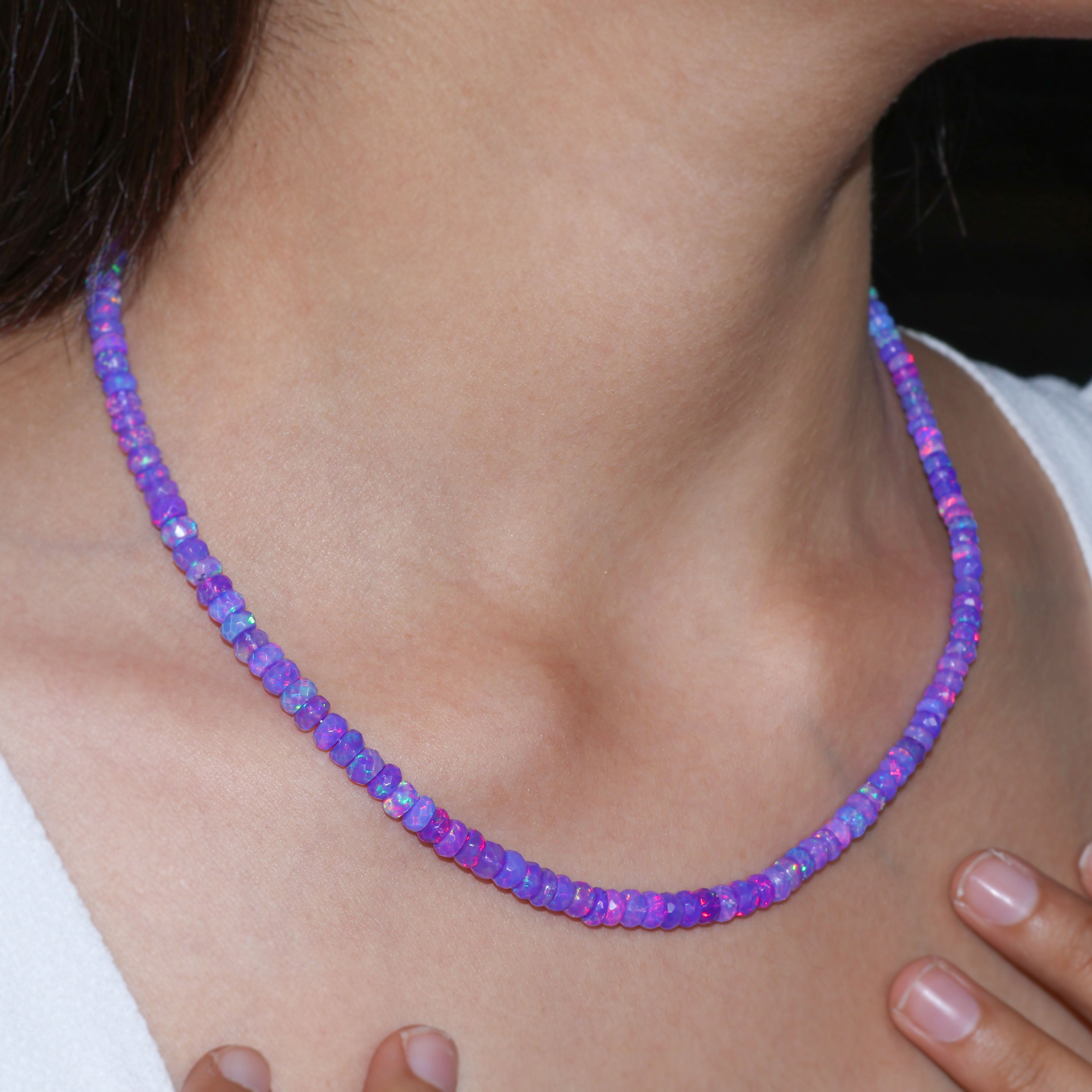 LAVENDER OPAL BEADED NECKLACE