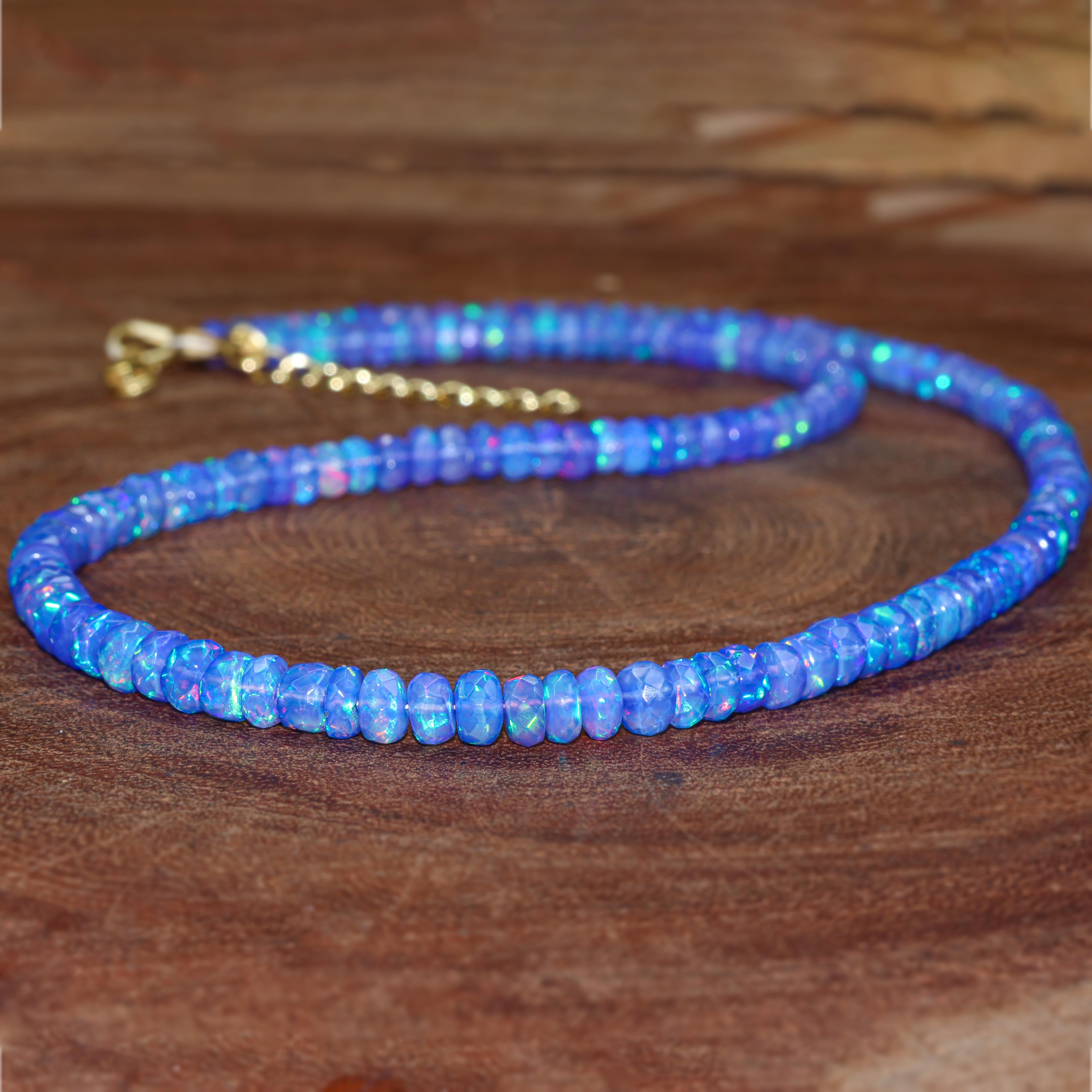 BLUE OPAL BEADED NECKLACE