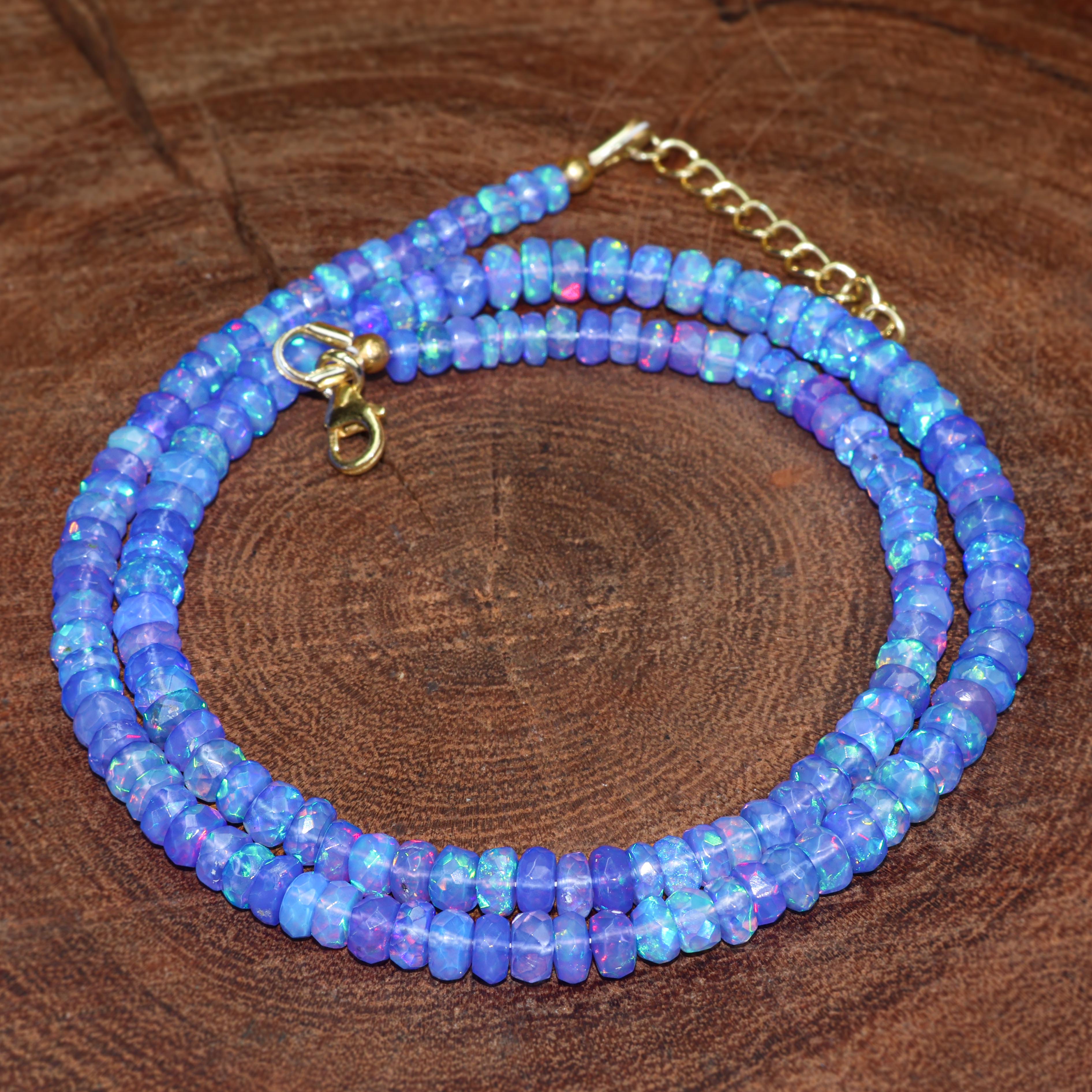 BLUE OPAL BEADED NECKLACE