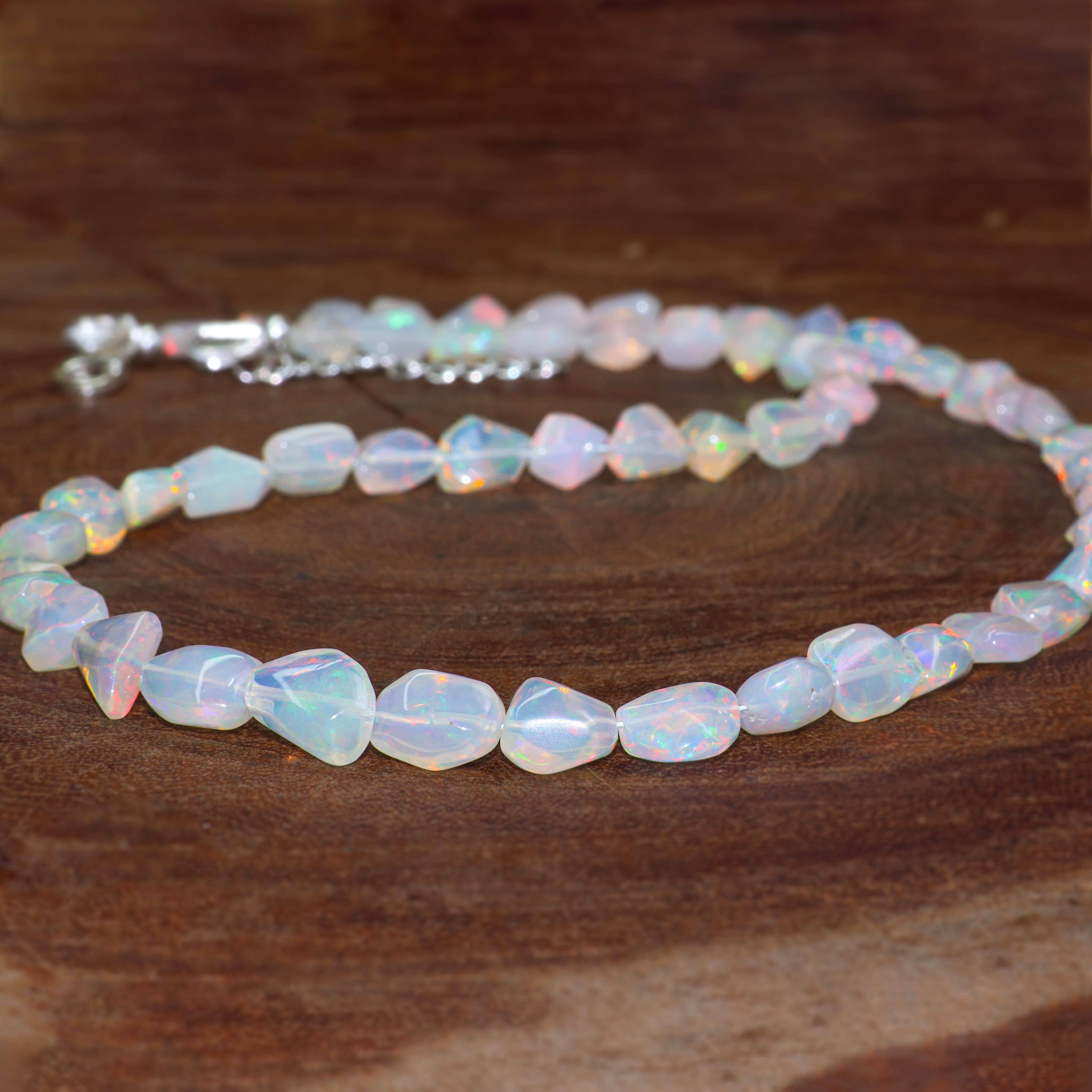 WHITE OPAL TUMBLE NECKLACE