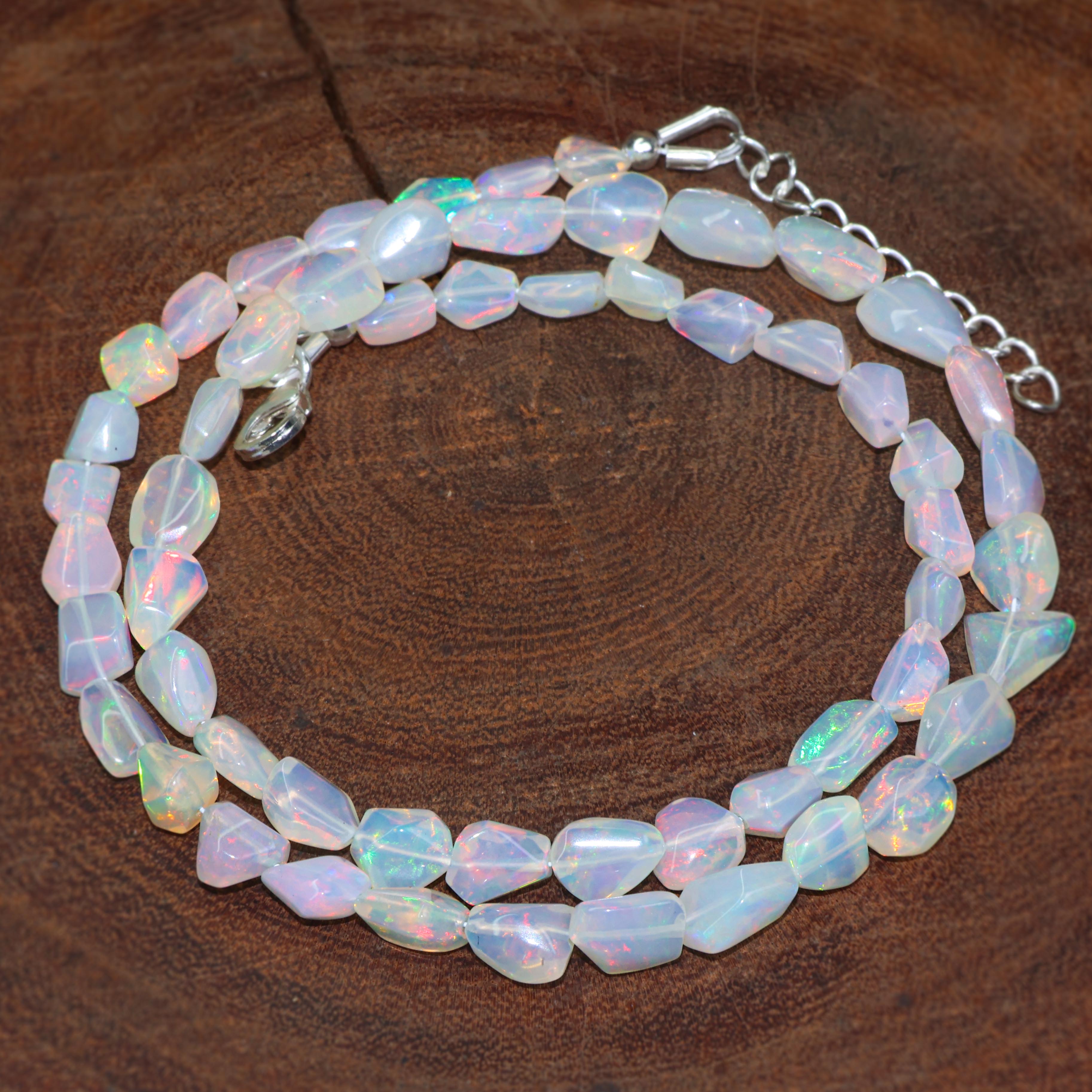 WHITE OPAL TUMBLE NECKLACE