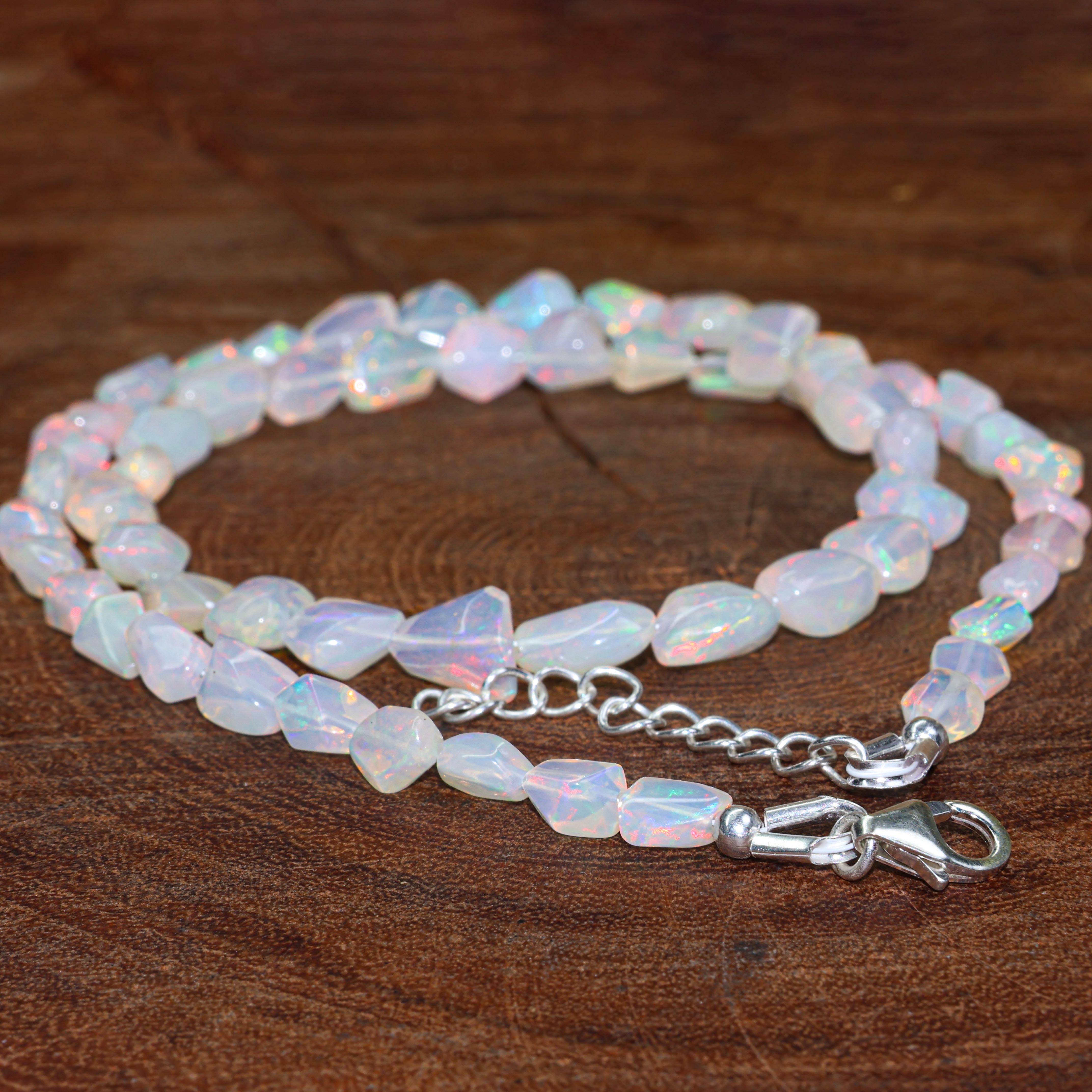 WHITE OPAL TUMBLE NECKLACE