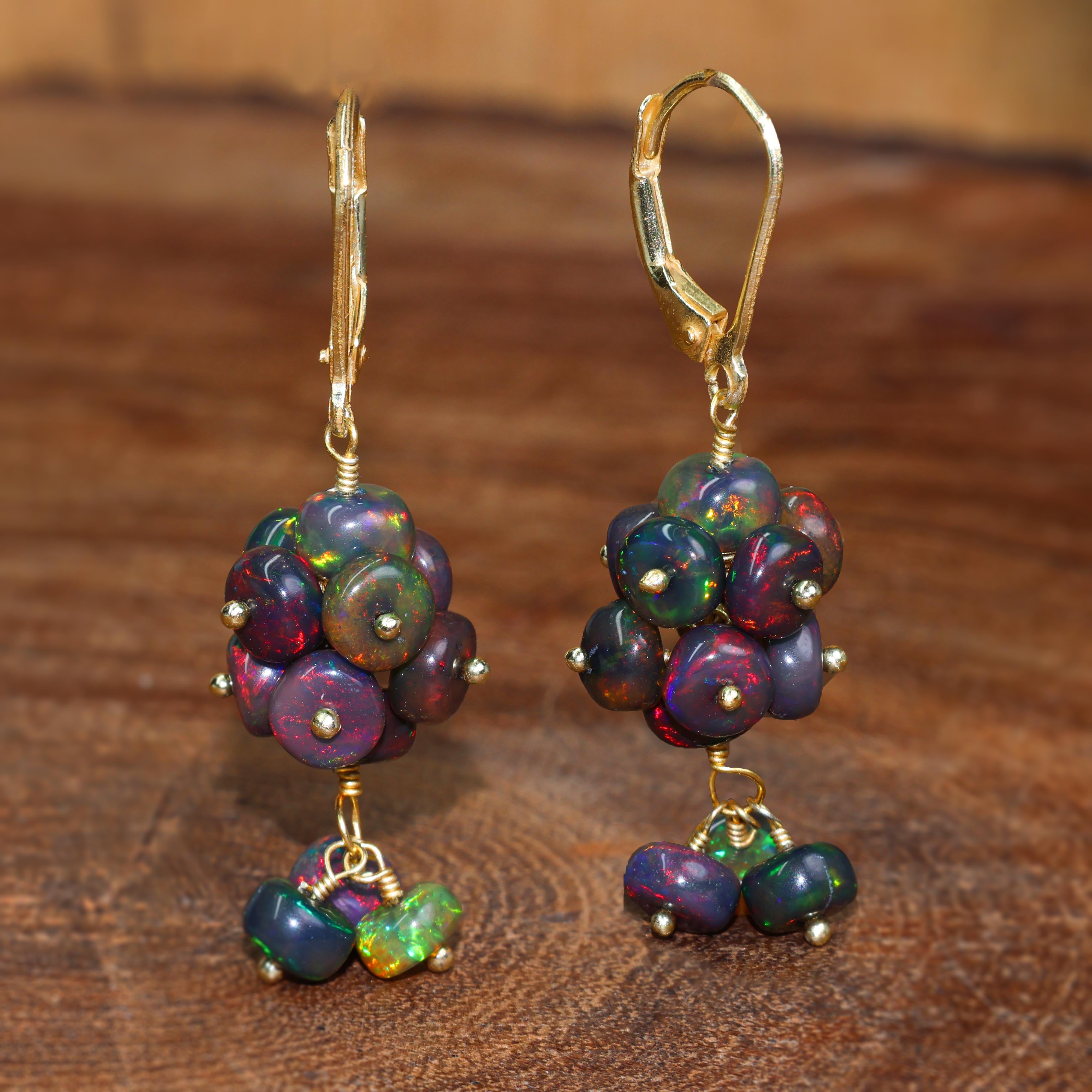 BLACK OPAL BEADED EARRING