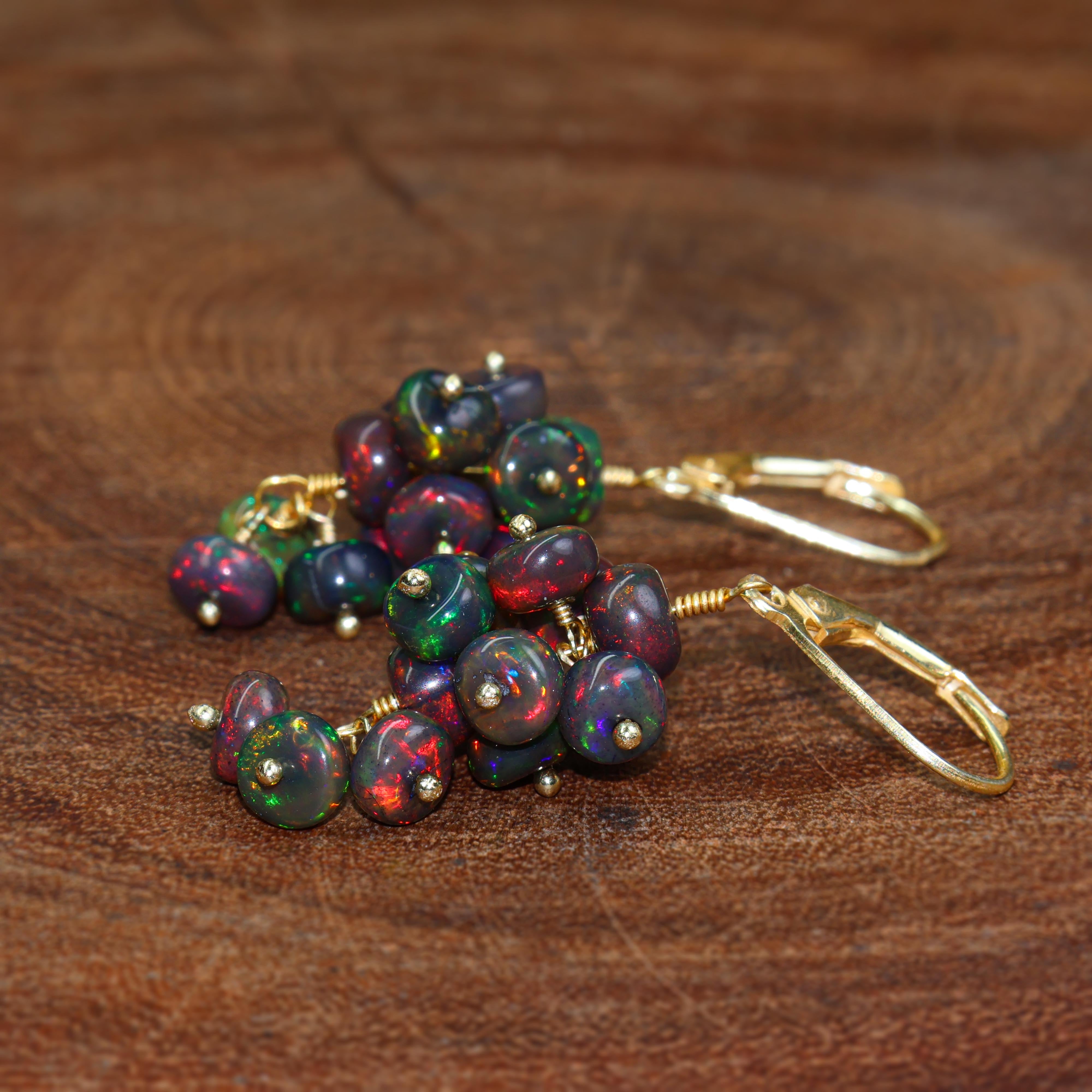 BLACK OPAL BEADED EARRING