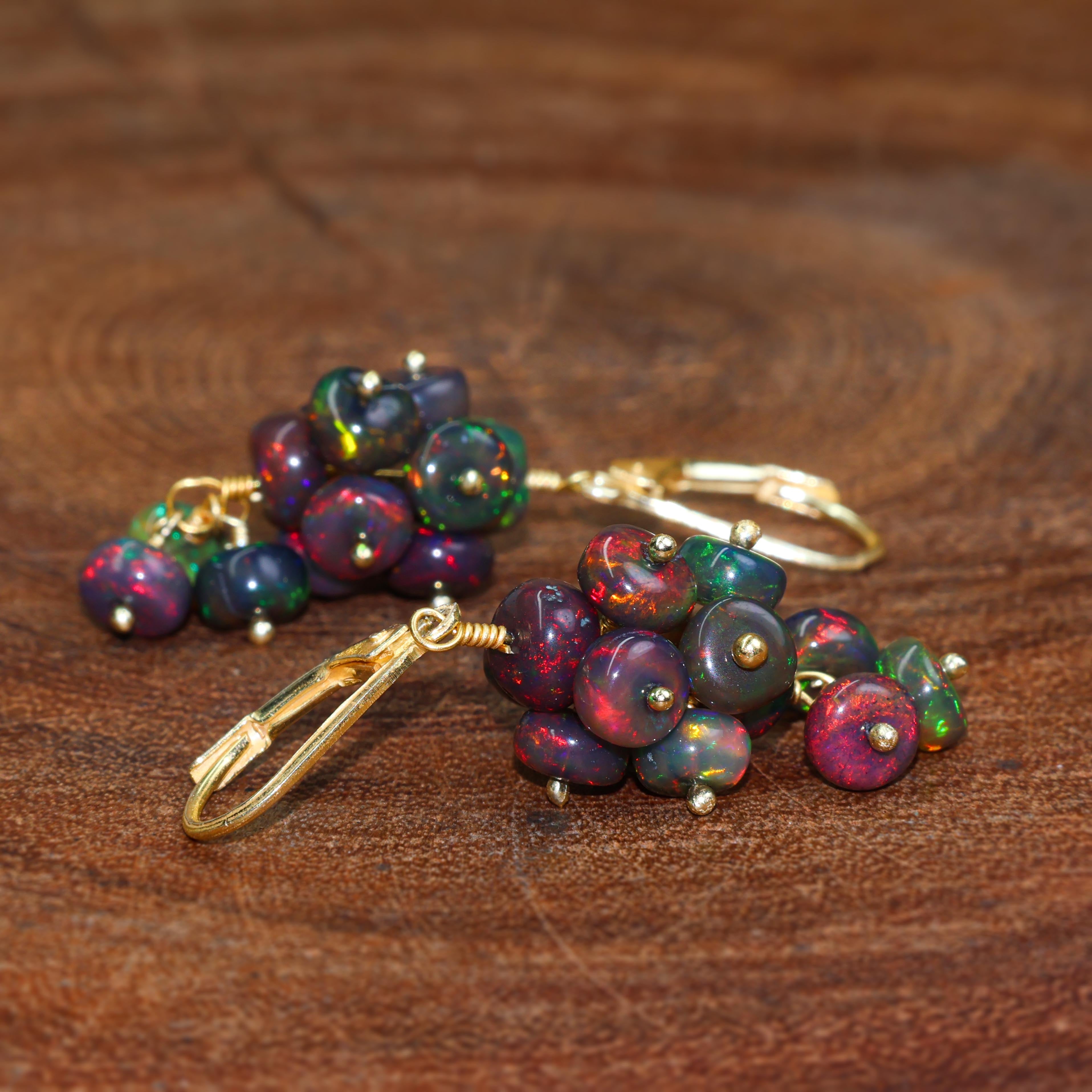 BLACK OPAL BEADED EARRING