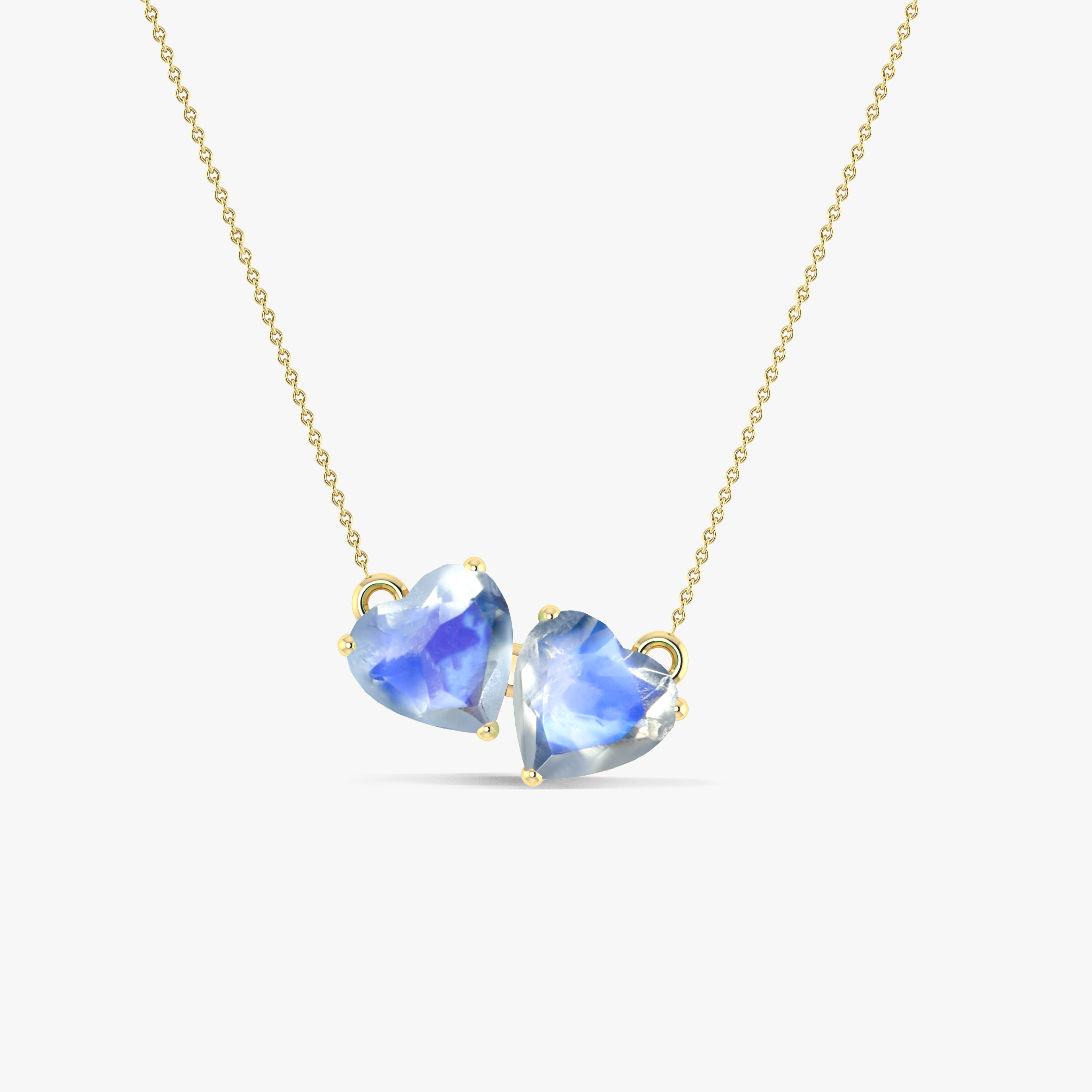 Rainbow Moonstone Dual Heart Pendant