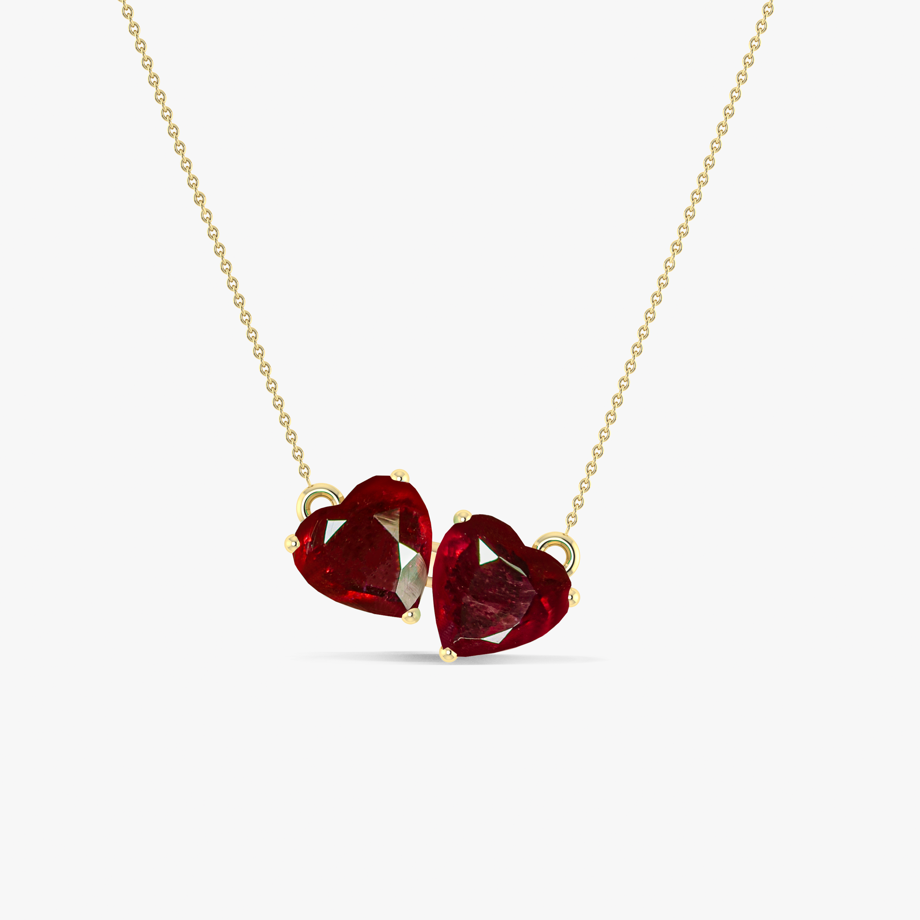 Ruby Dual Heart Pendant Necklace