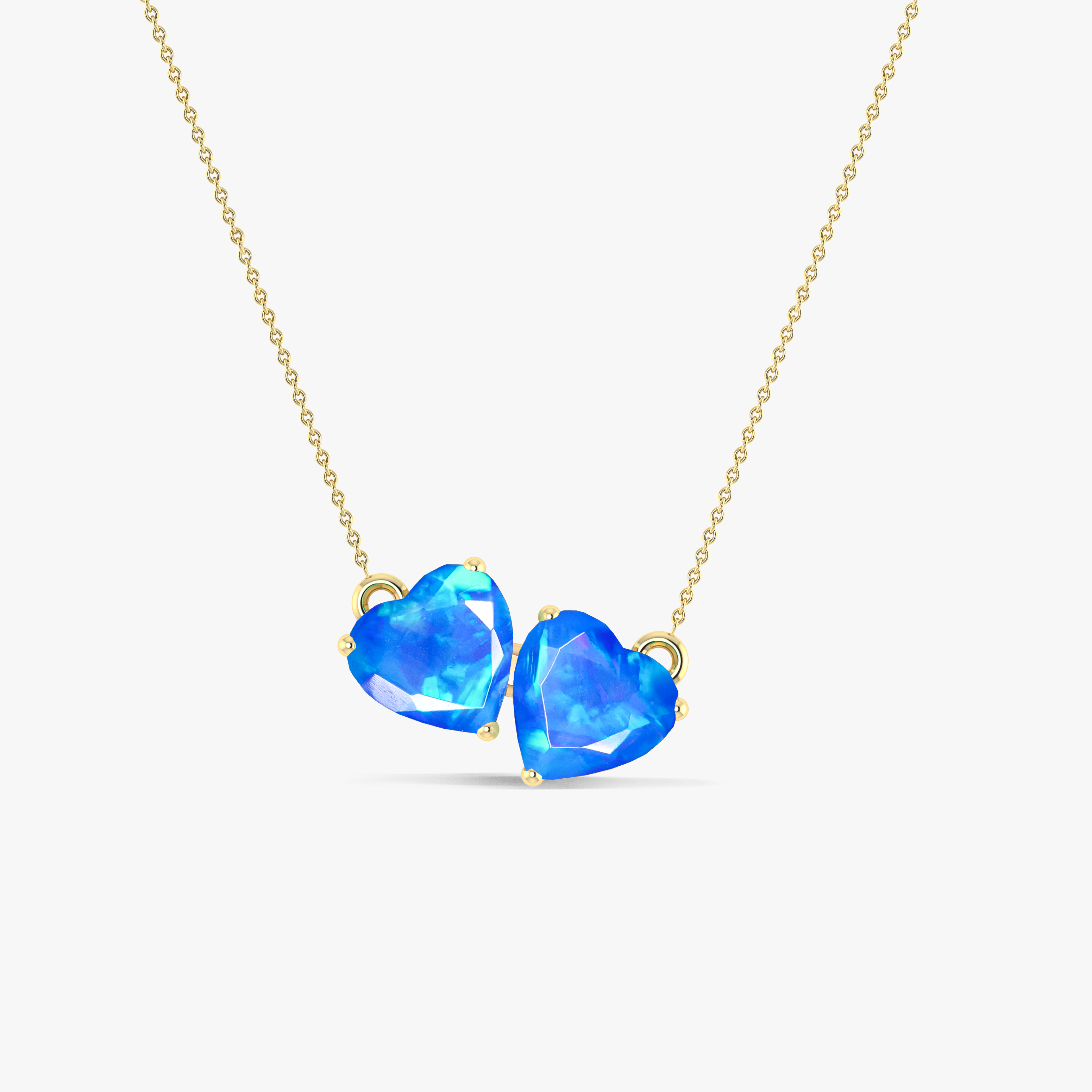 Blue Opal Dual Heart Pendant