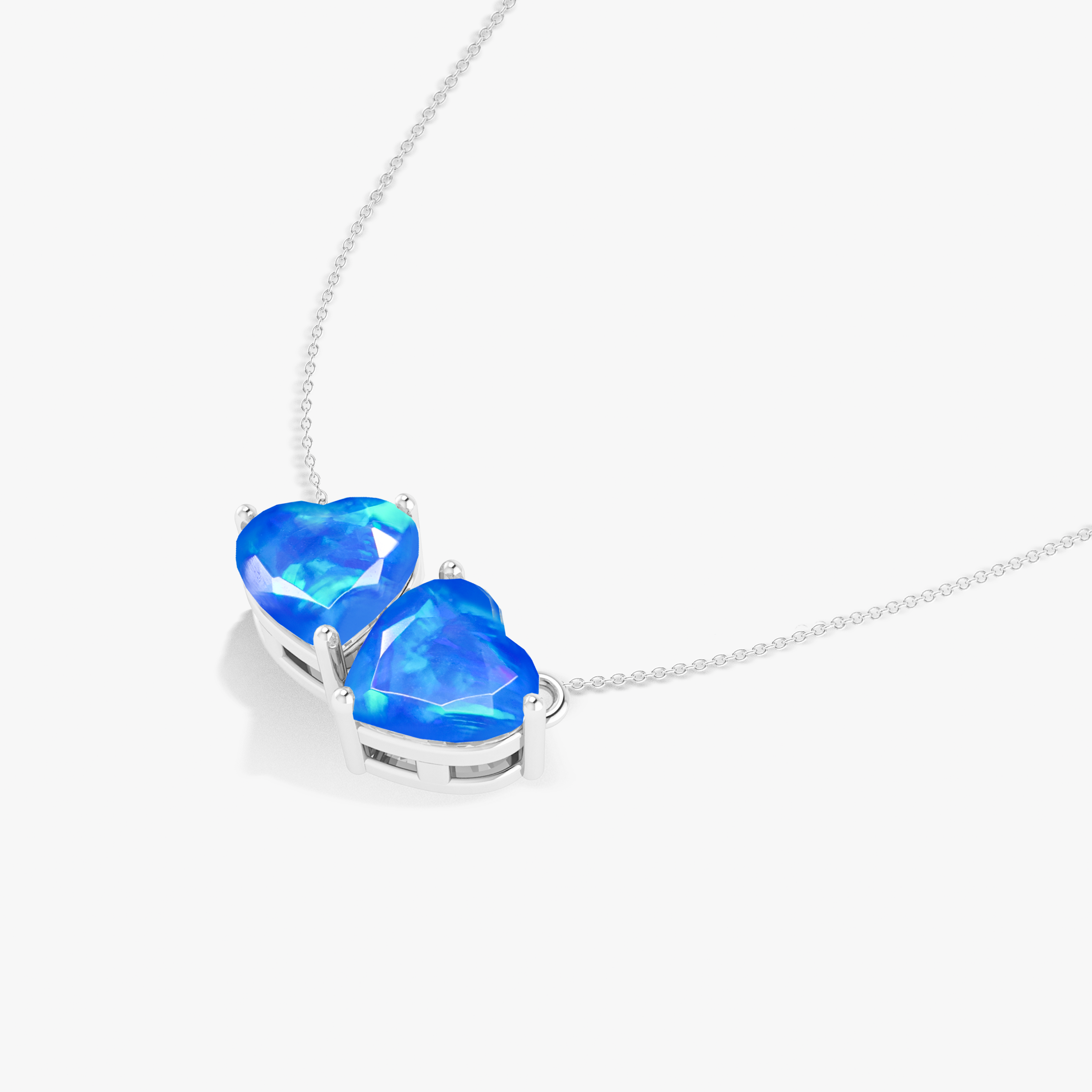 Blue Opal Dual Heart Pendant