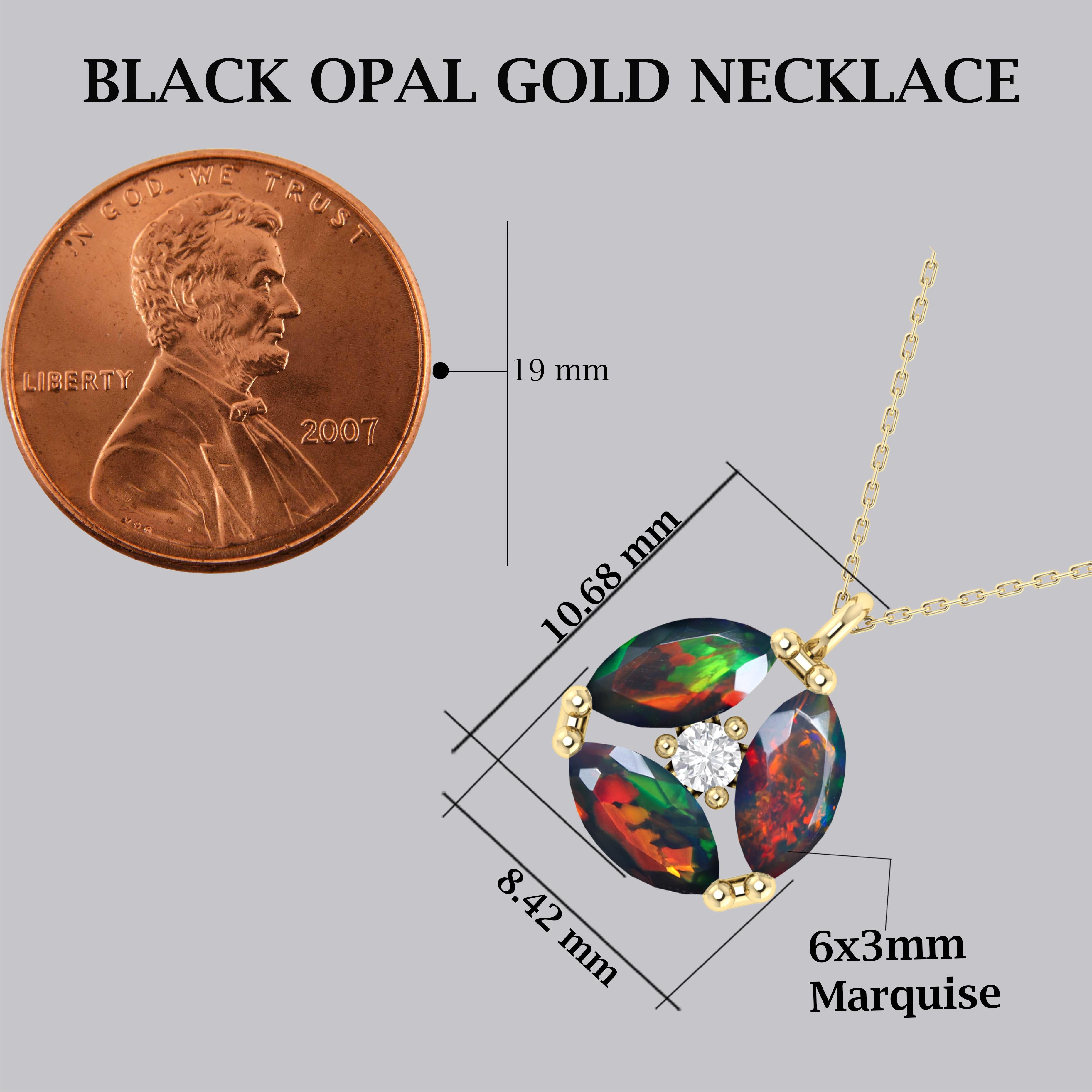 Fire Black Opal Three Stone Round Pendant