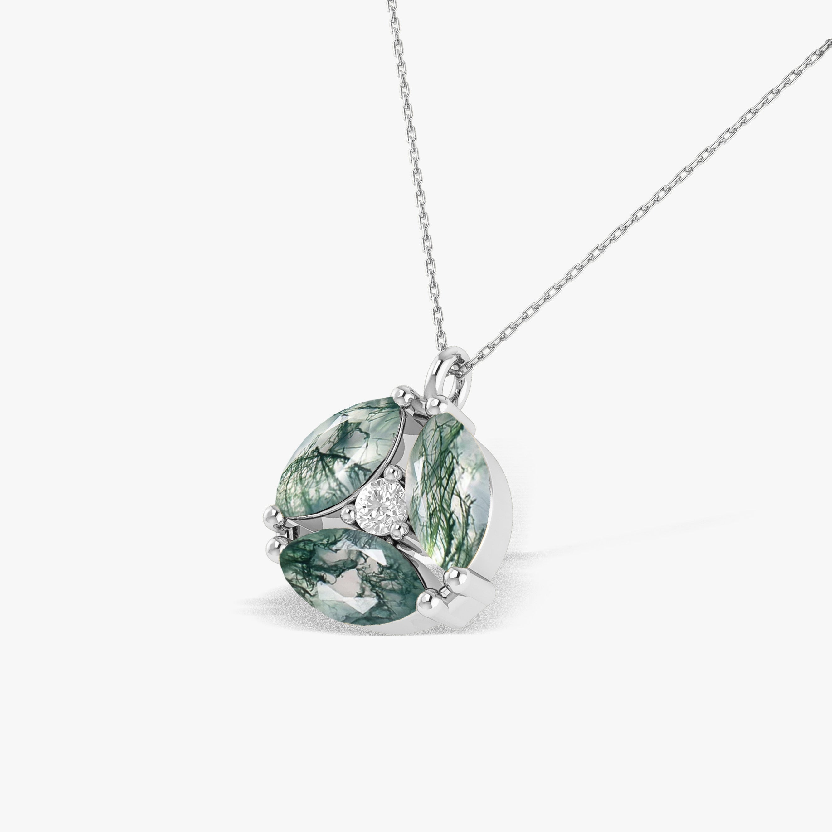 Moss Agate Silver Necklace