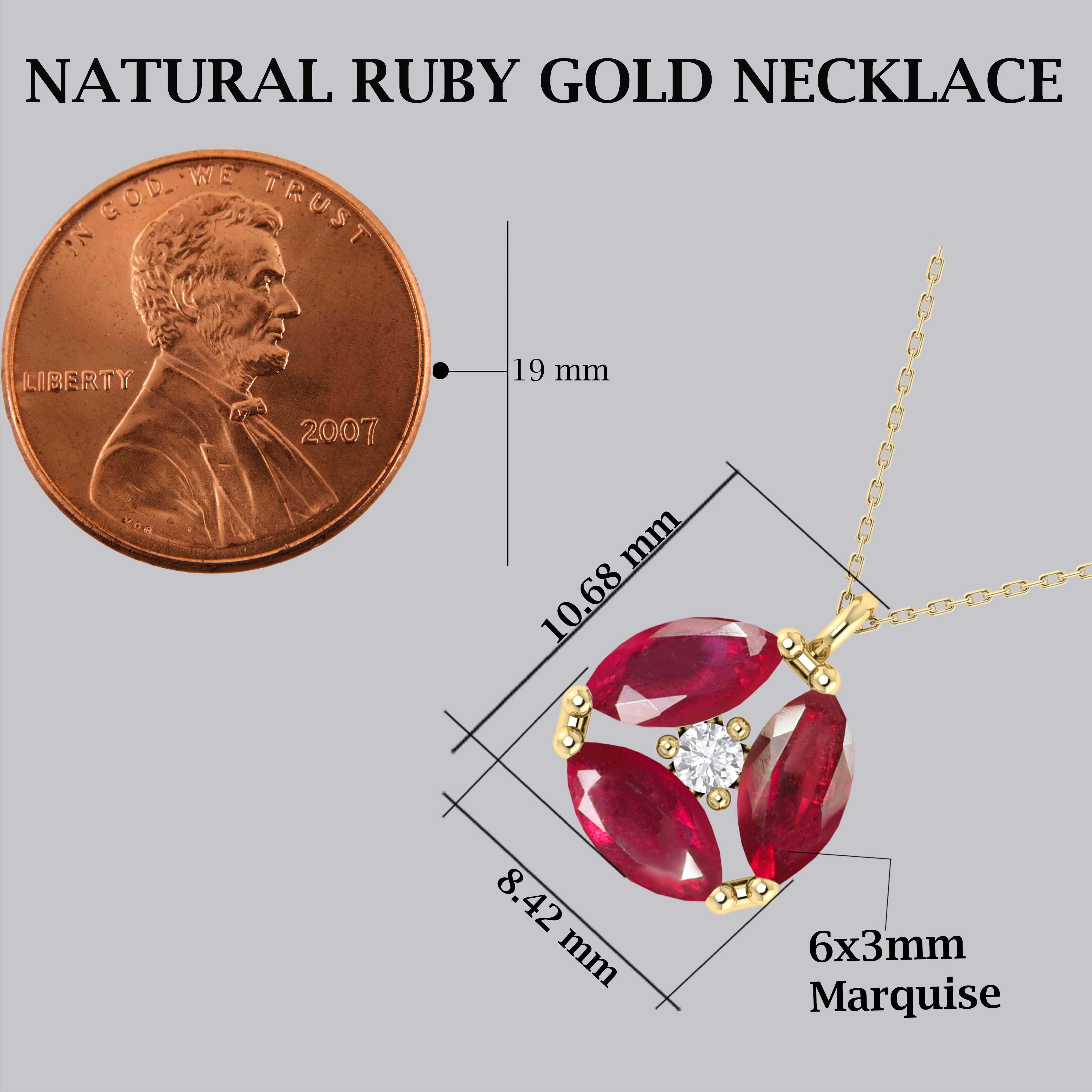 Genuine Red Ruby Three Stone Round Pendant