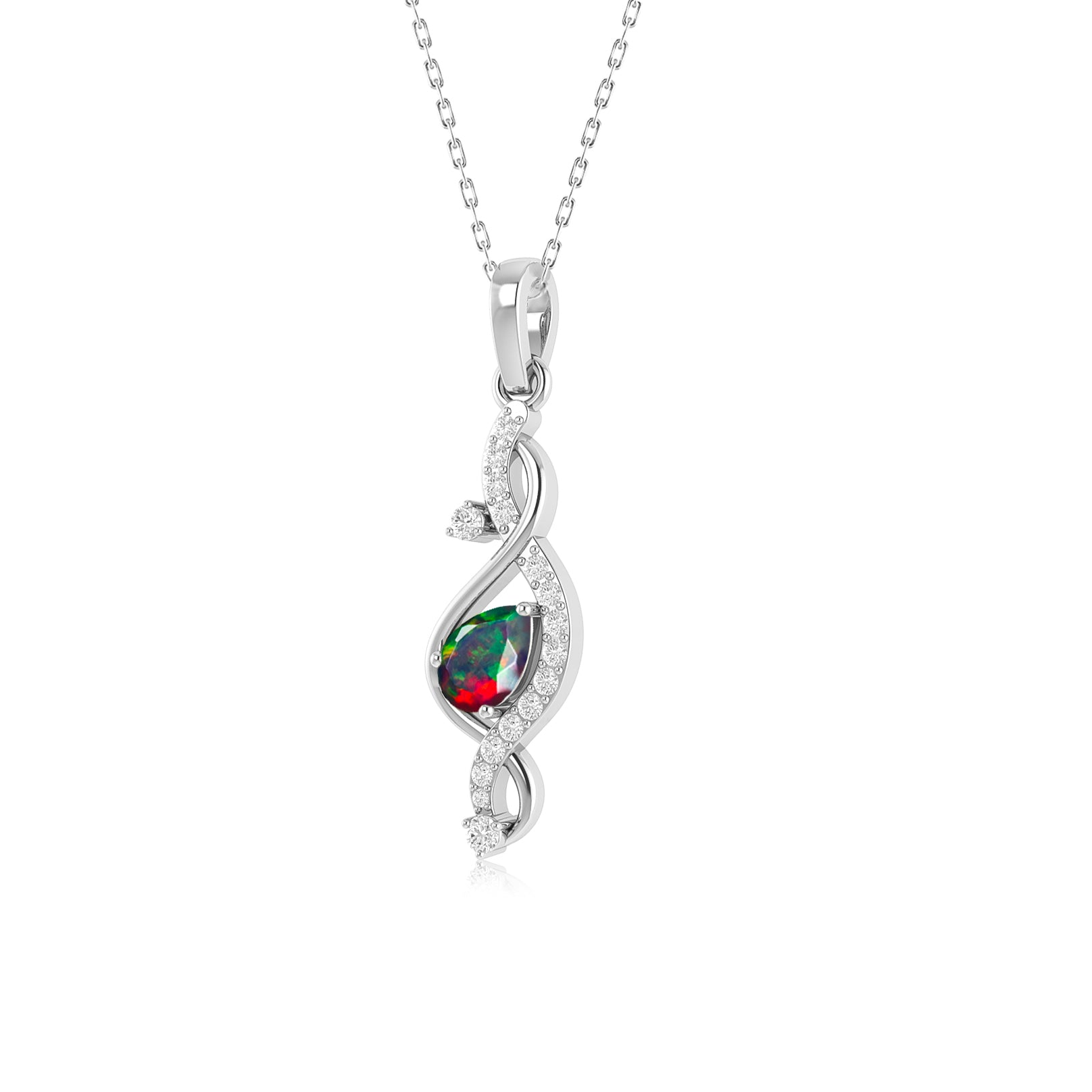 Pear Shape Natural Black Opal Designer Pendant Necklace