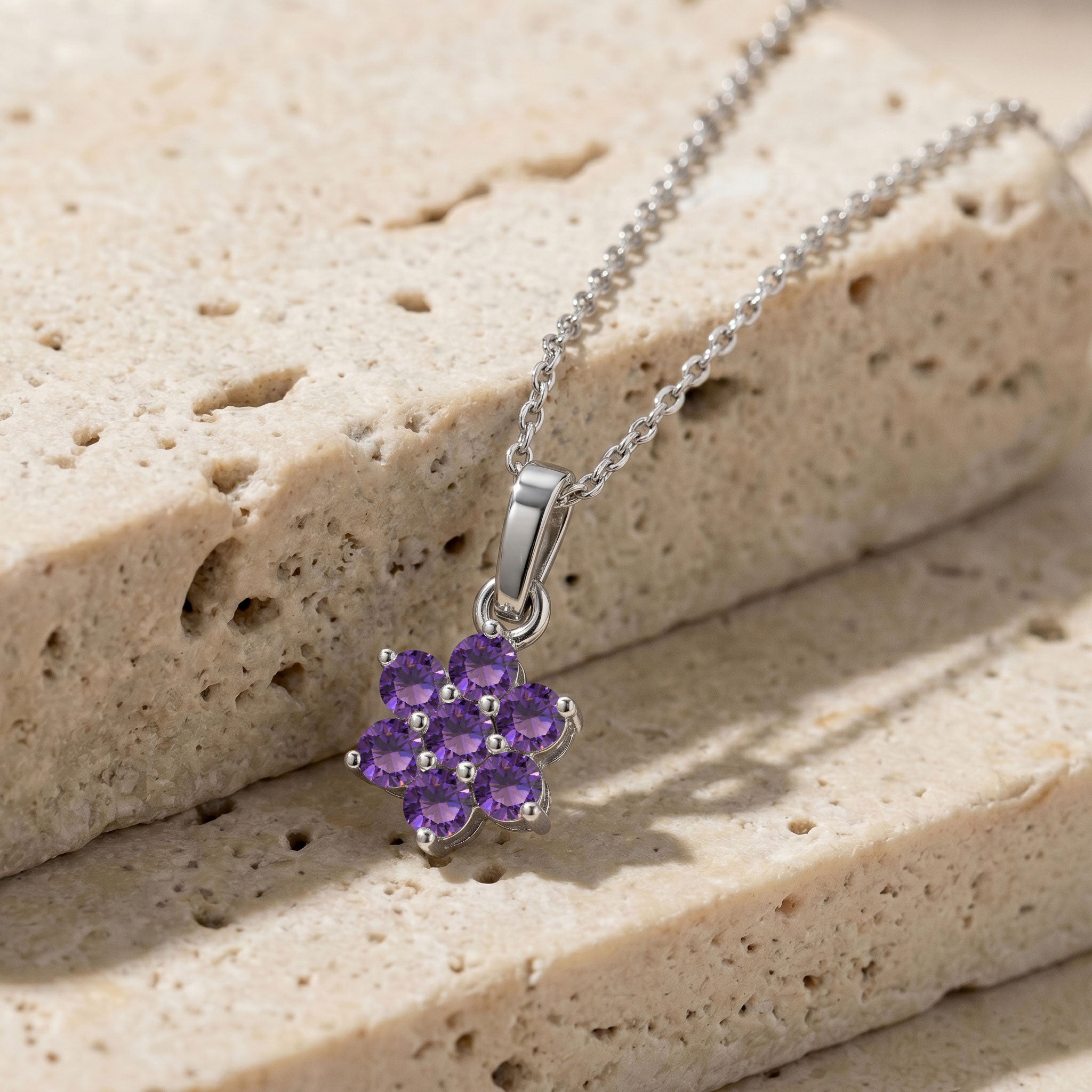 Fine jewelry Amethyst birthstone necklace with premium sterling silver craftsmanship and gold accents