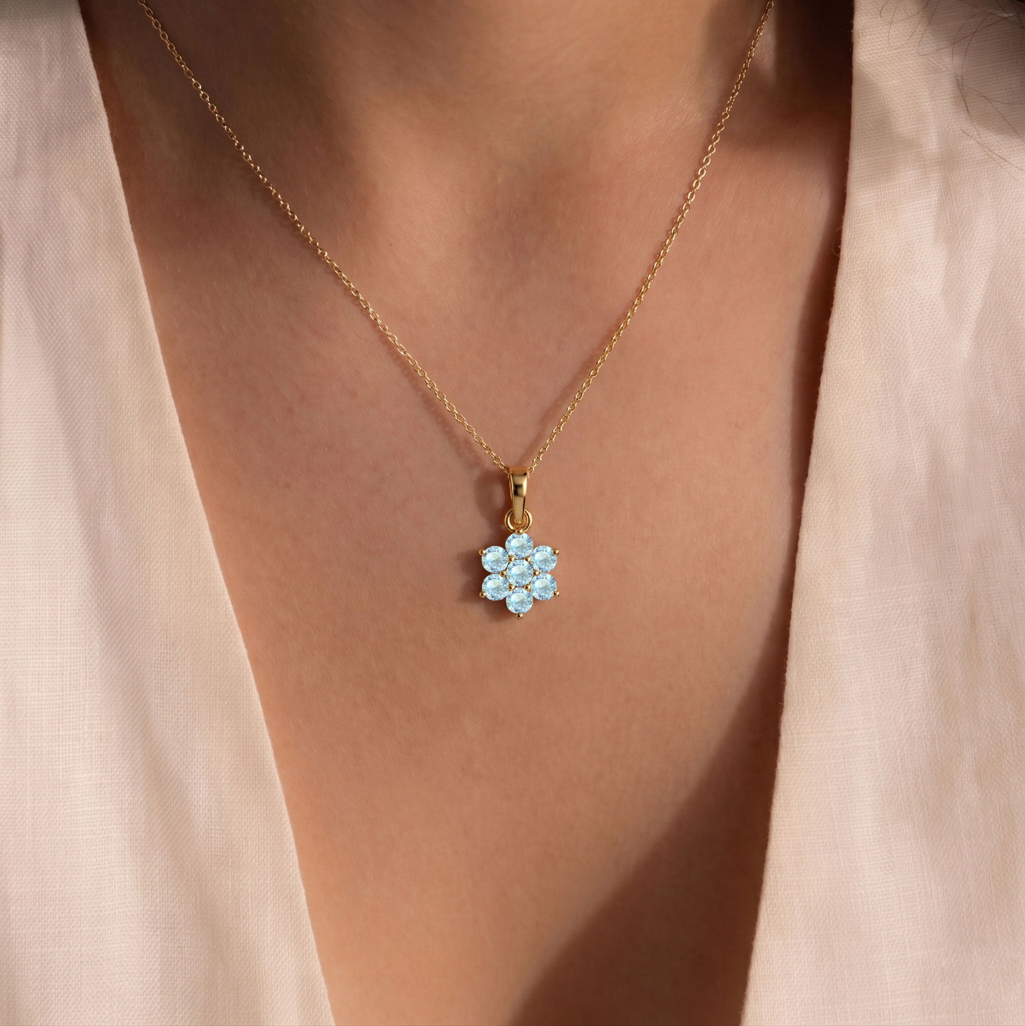 Dainty Aquamarine birthstone necklace perfect for everyday wear and special occasions.