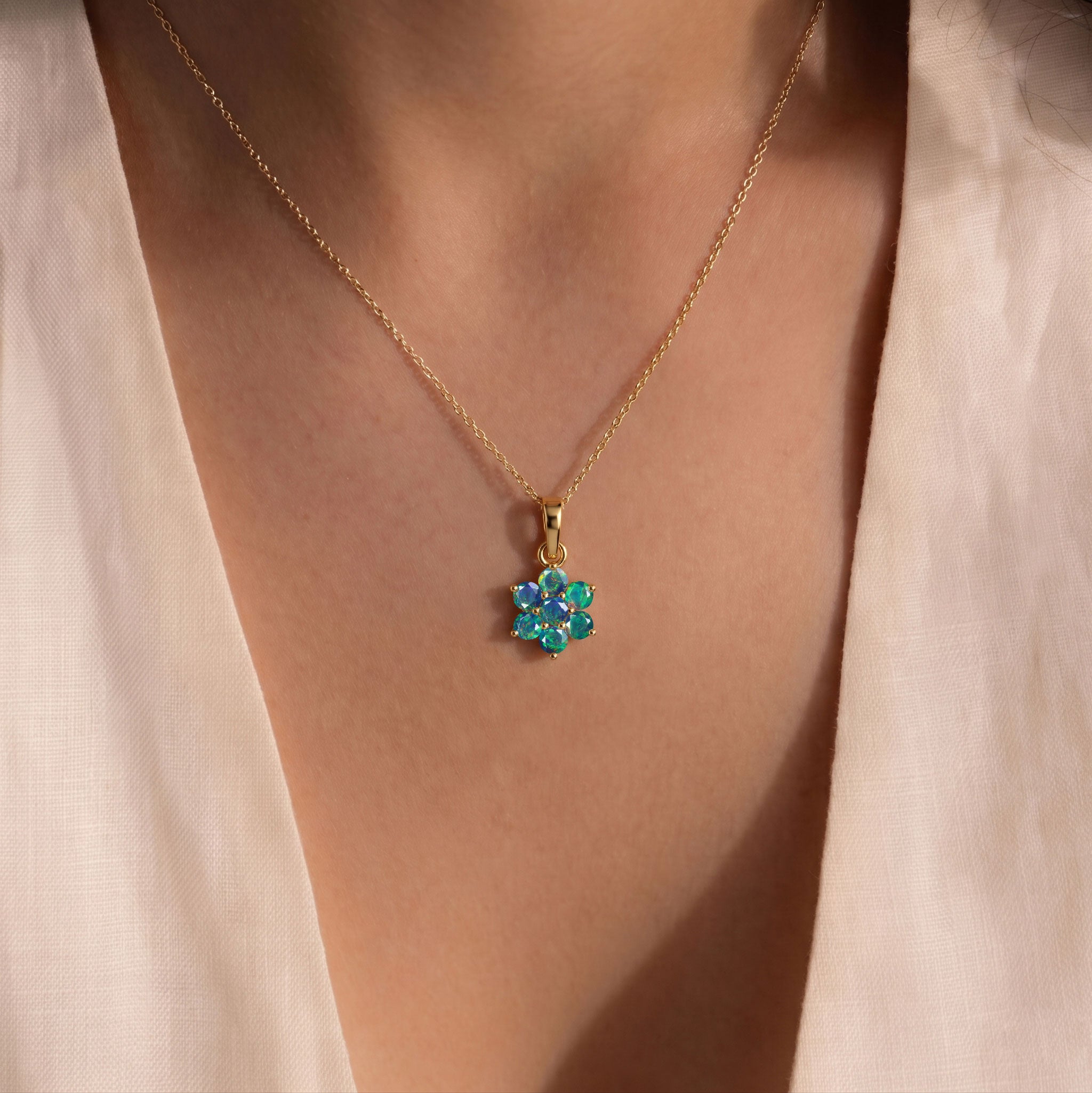 Dainty Black Opal birthstone necklace perfect for everyday elegant wear.