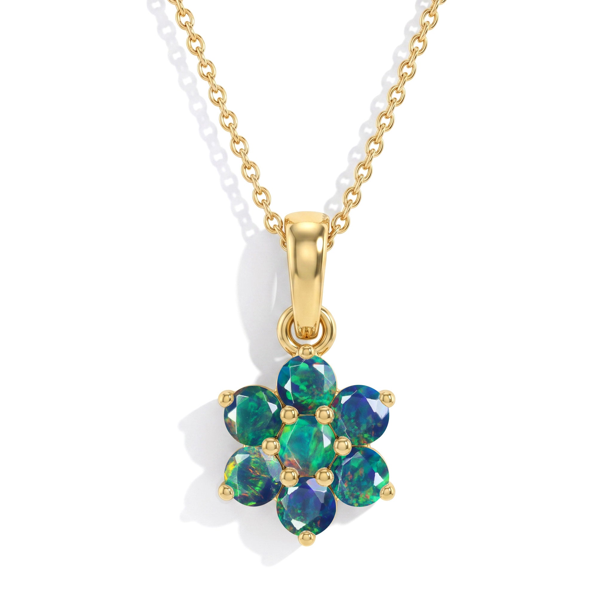 Sterling Silver Black Opal flower necklace with 16 inch chain and extender.