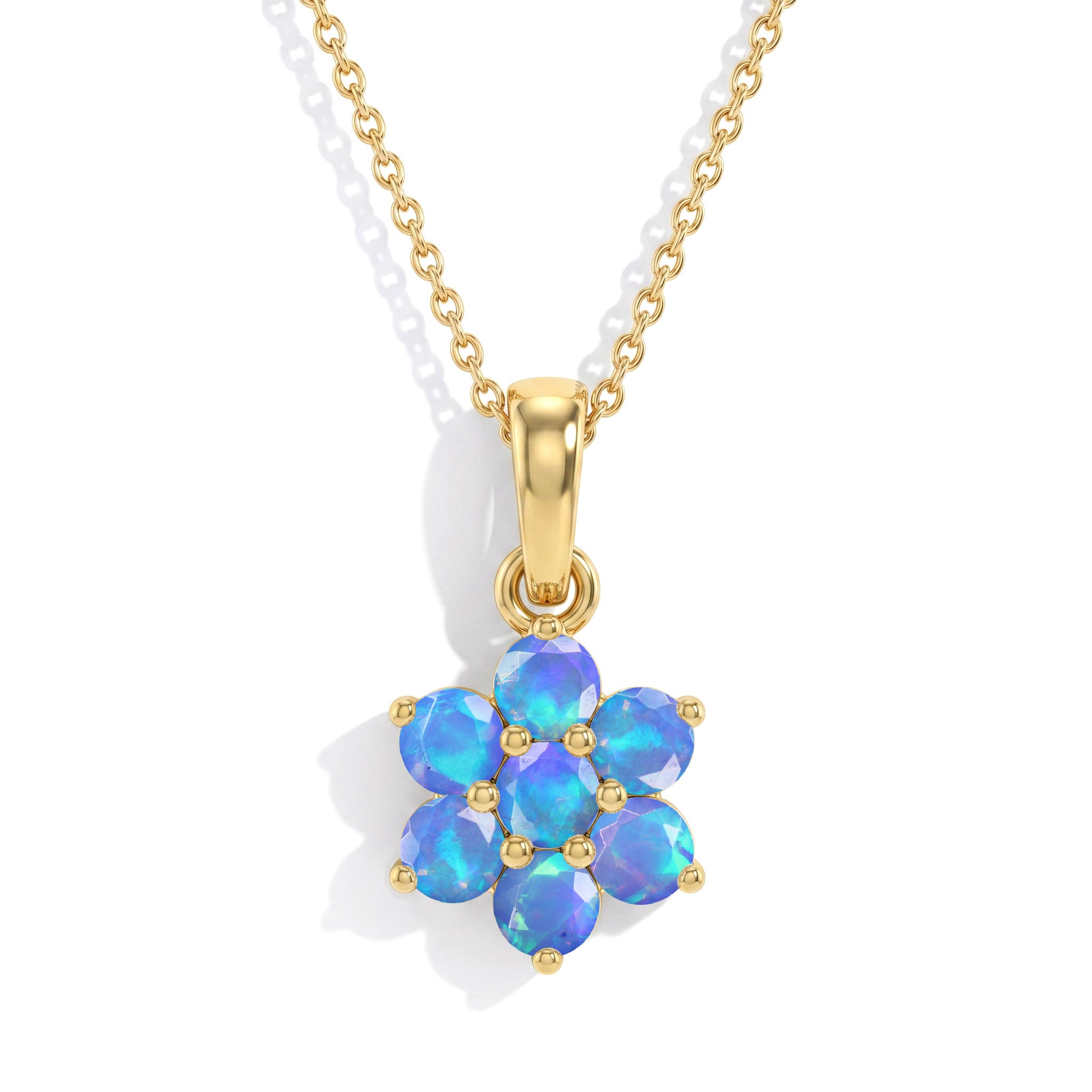 Blue Opal birthstone pendant necklace perfect for birthdays and meaningful gifts.