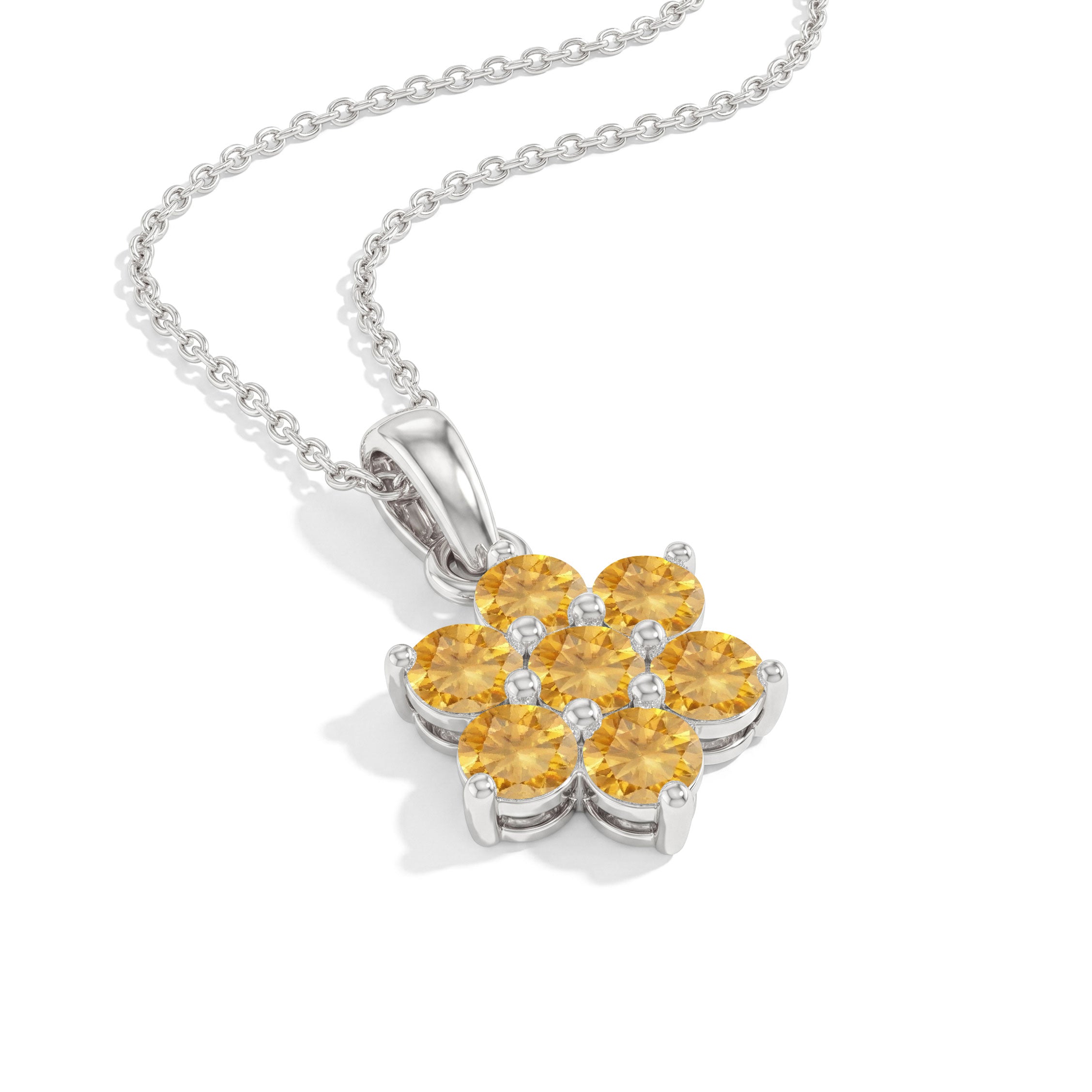 Gold filled flower necklace with citrine birthstone stones