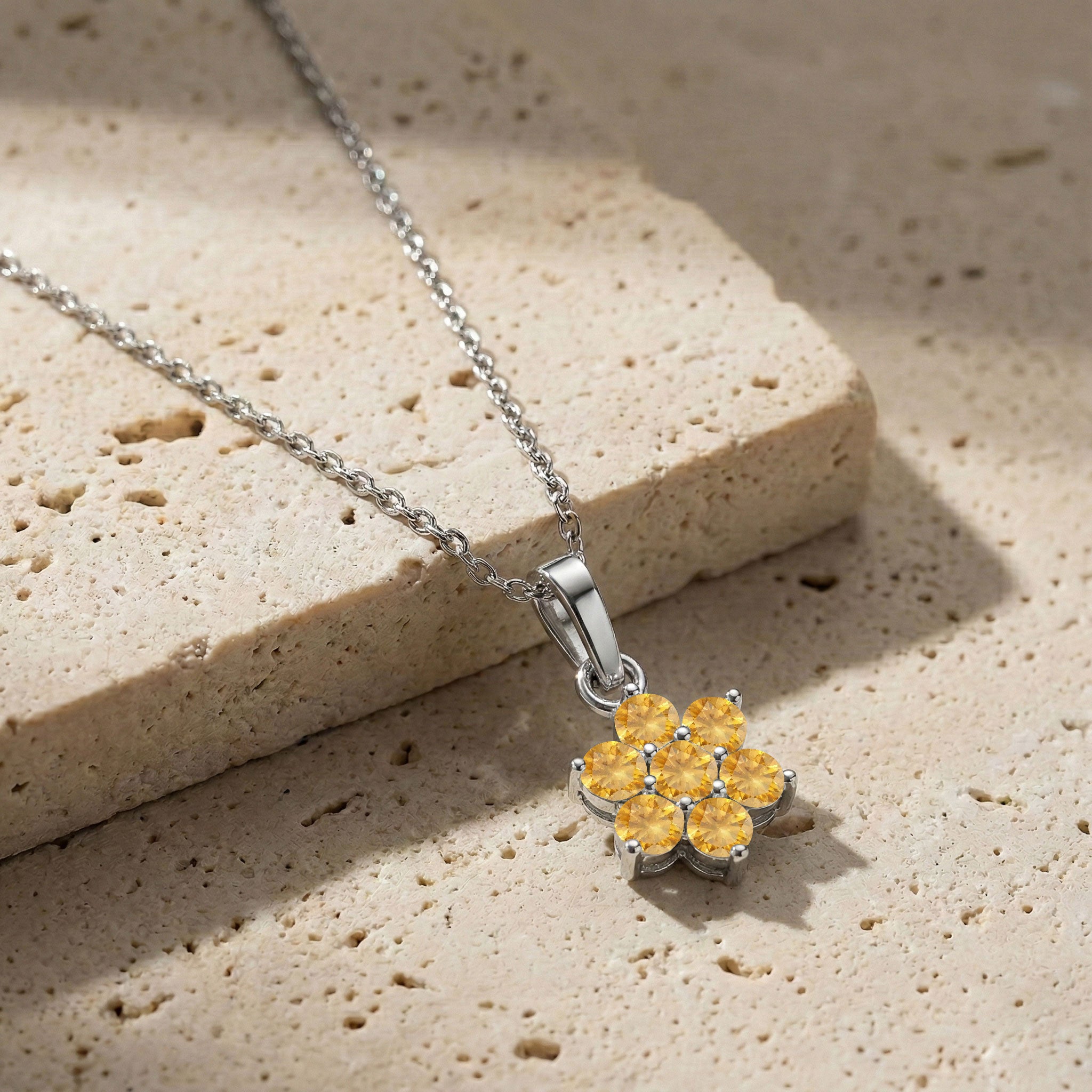 November birthstone necklace featuring natural citrine gemstones for women