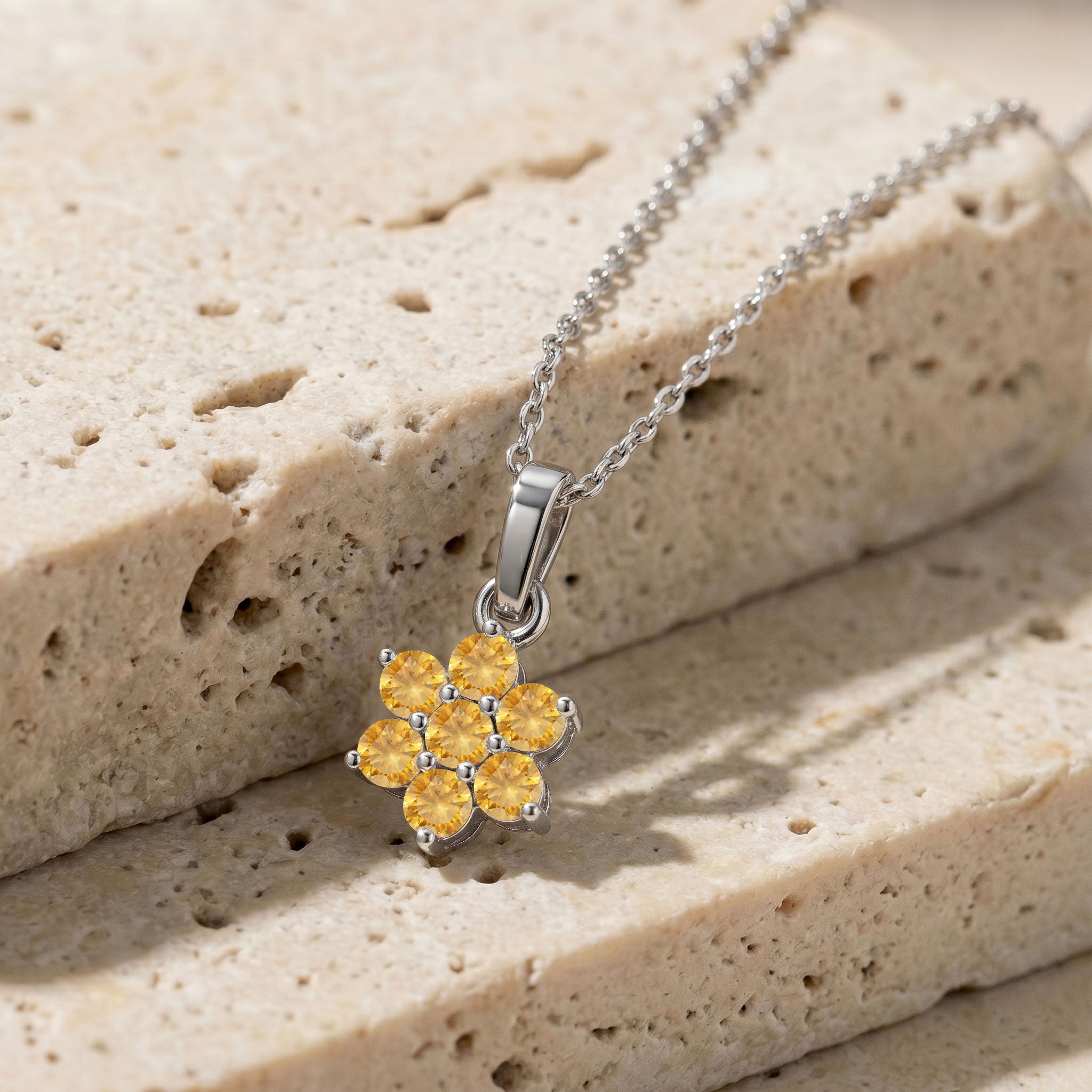 Elegant floral gemstone necklace with natural citrine stones