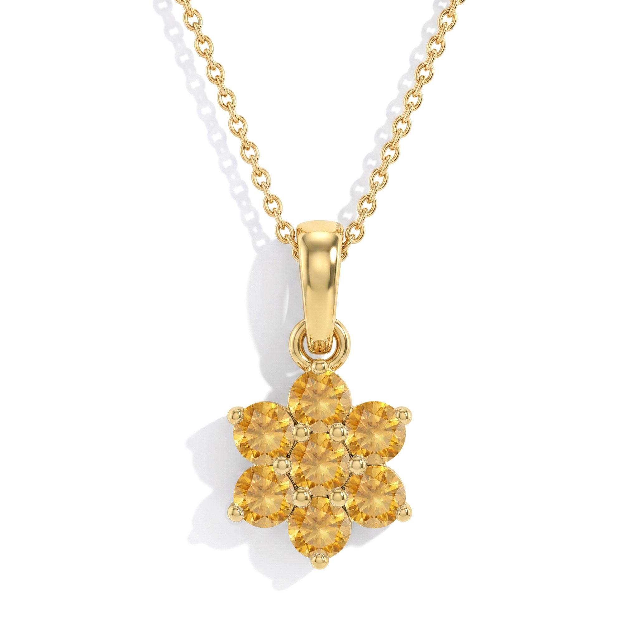 Beautiful citrine jewelry necklace inspired by blooming flowers