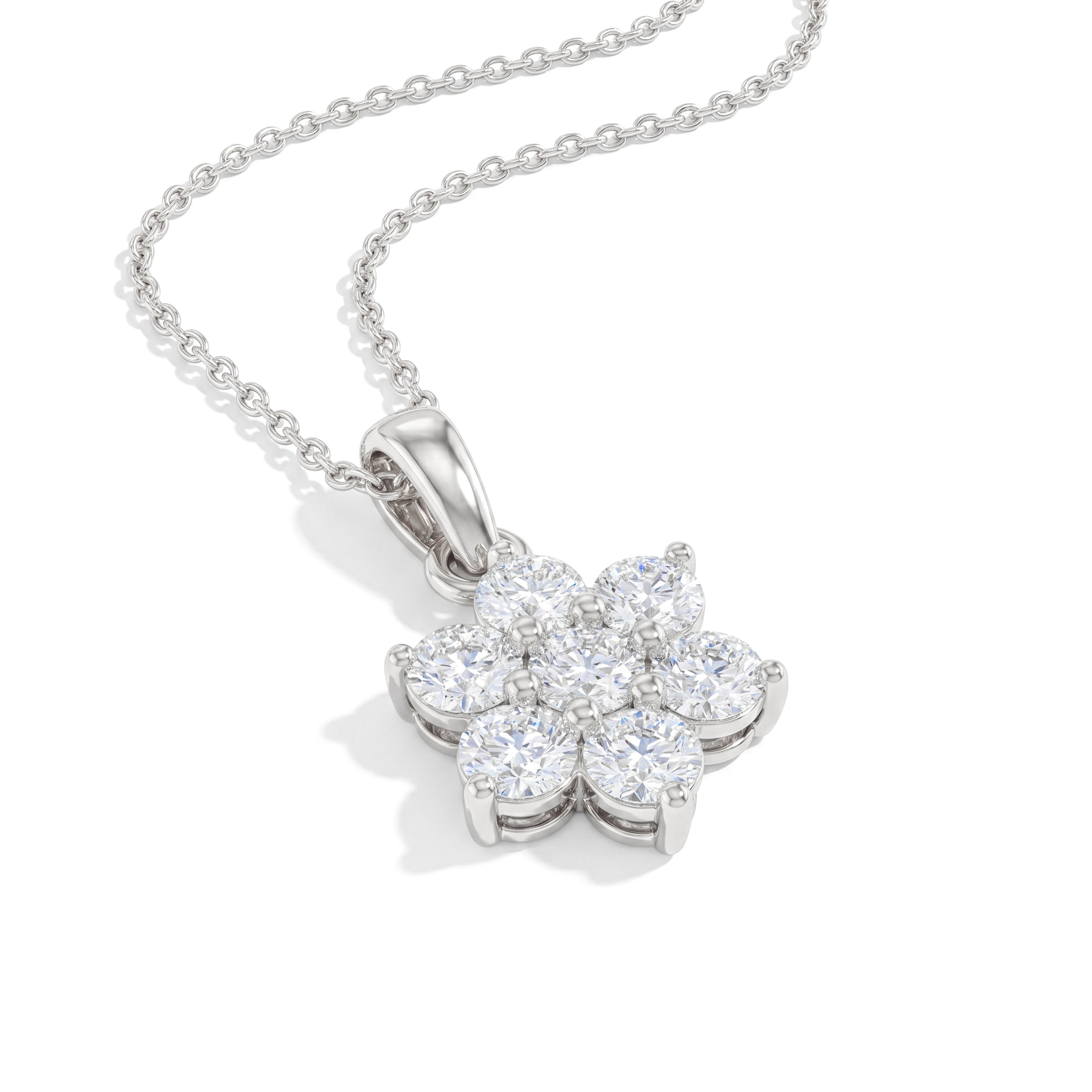 Fine jewelry floral moissanite necklace with yellow gold filled finish