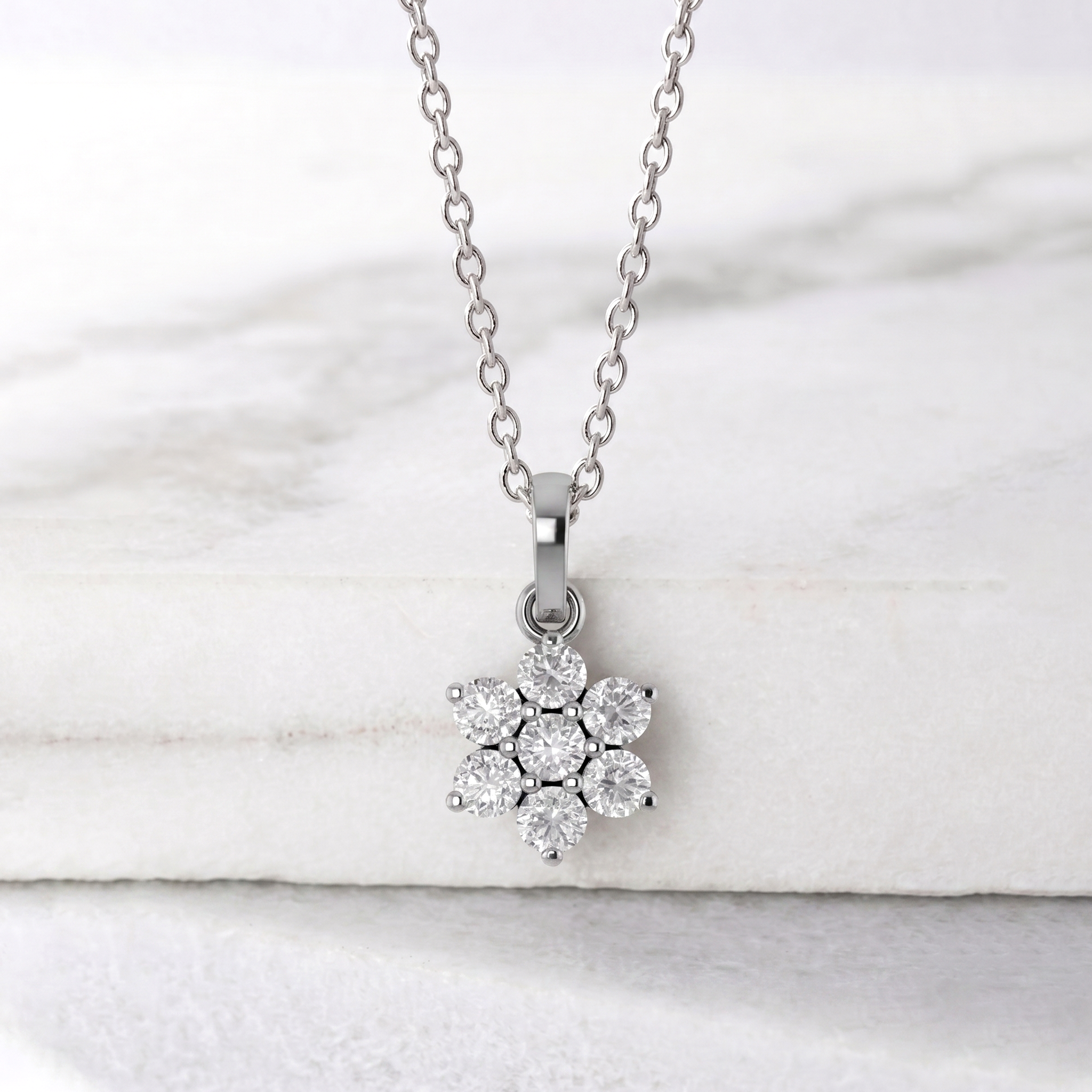 
Fine jewelry moissanite flower necklace with yellow gold filled accents