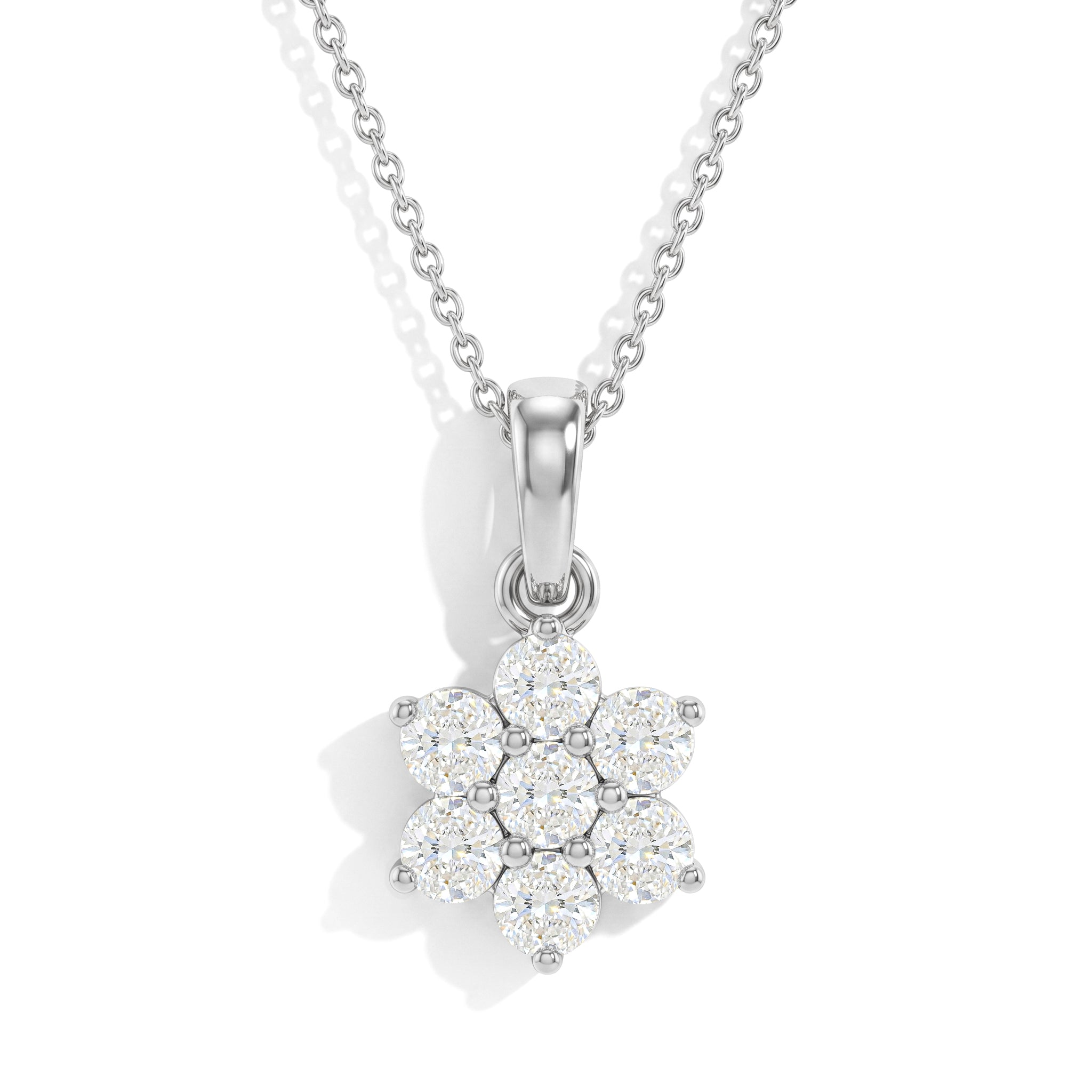 "Luxury Moissanite Flower Pendant Necklace in yellow gold filled and sterling silver design
